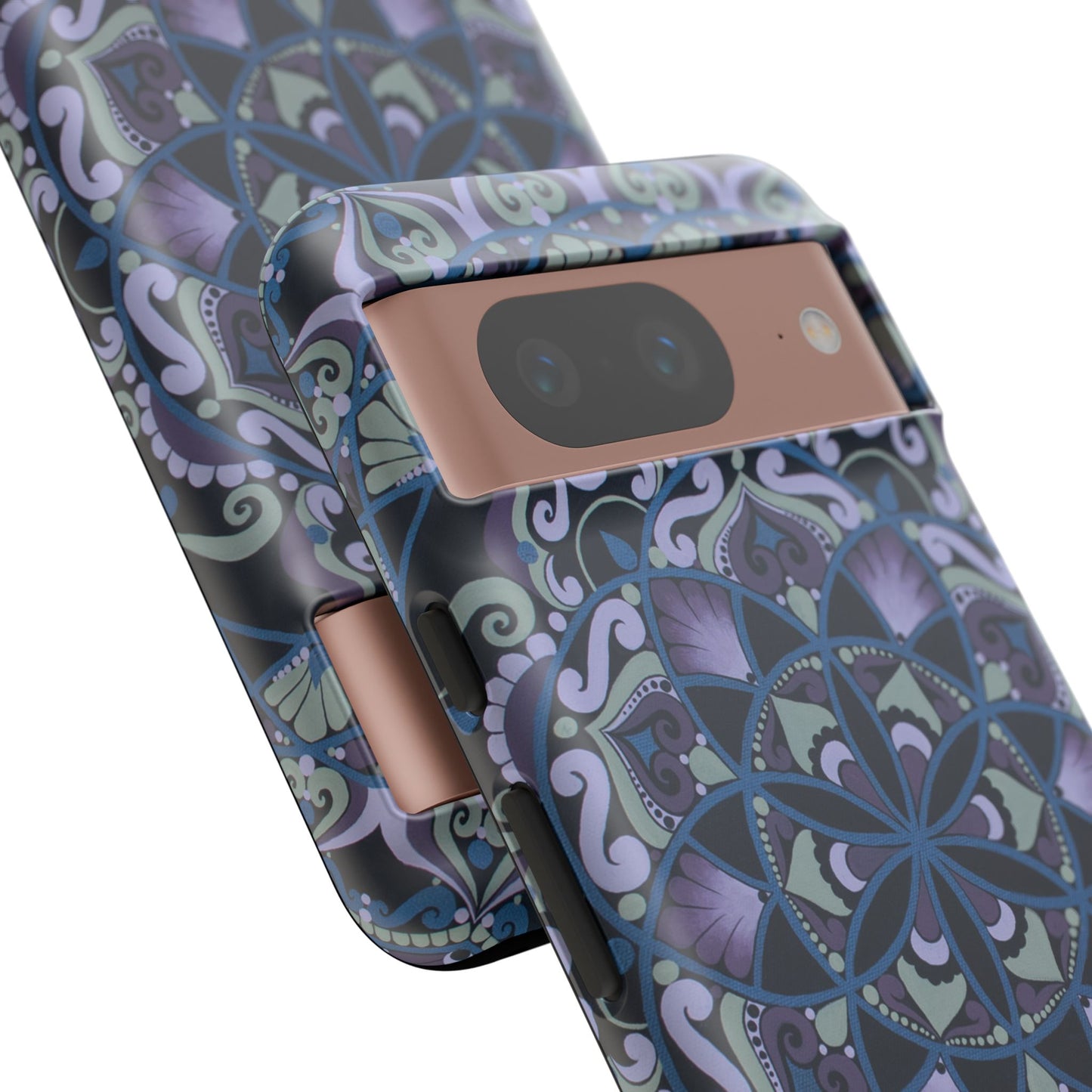 "Wisteria Bloom" Mandala Floral Tough Phone Case — Purple Blue Boho Protective Cover