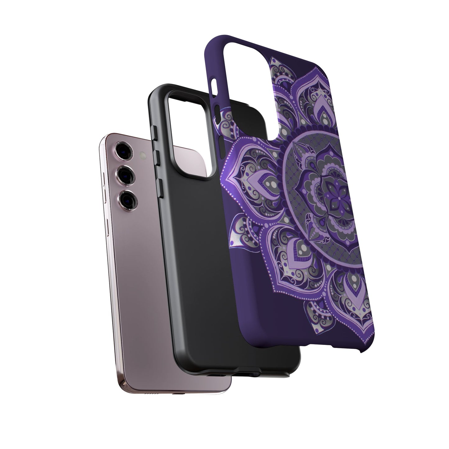 Purple Mandala Tough Phone Case — Protective Floral Boho Phone Cover