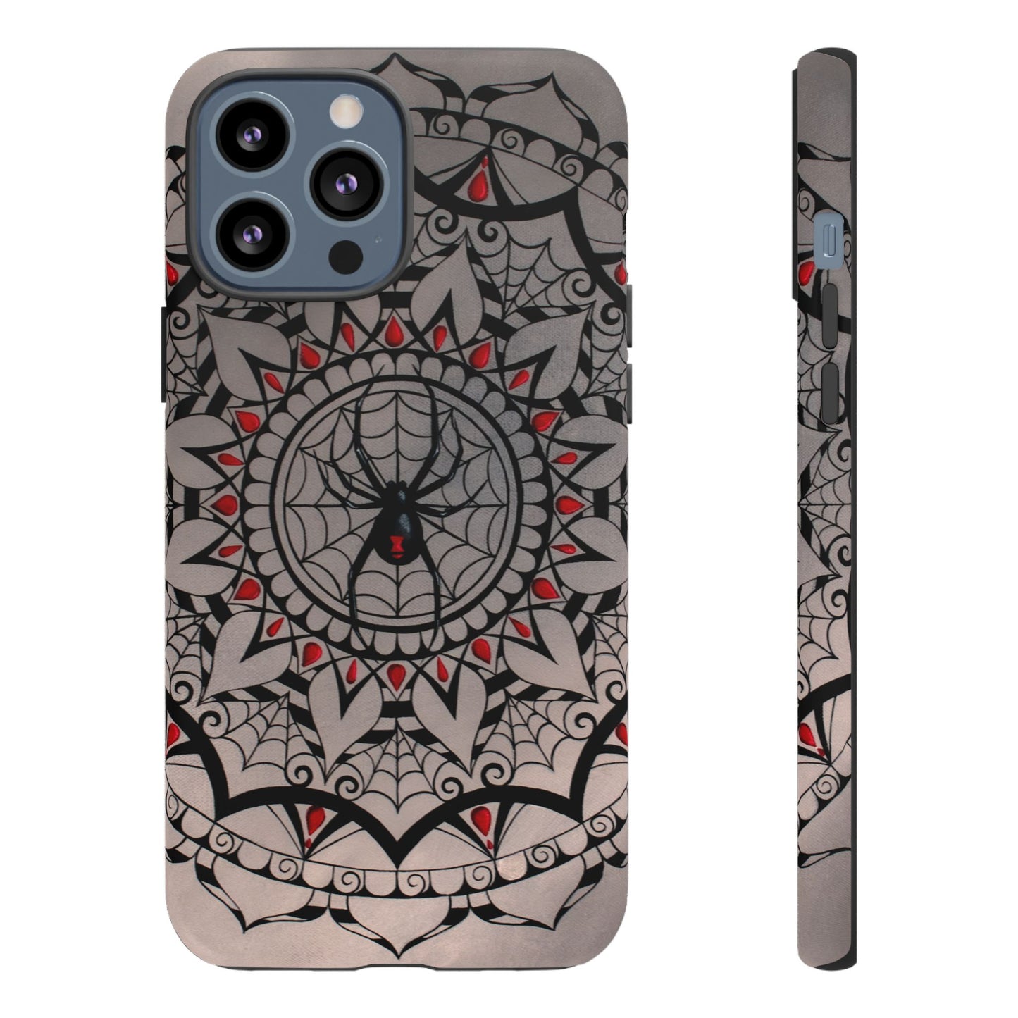 Mandala Spider Tough Phone Case - Gothic Red & Black Protective Cover