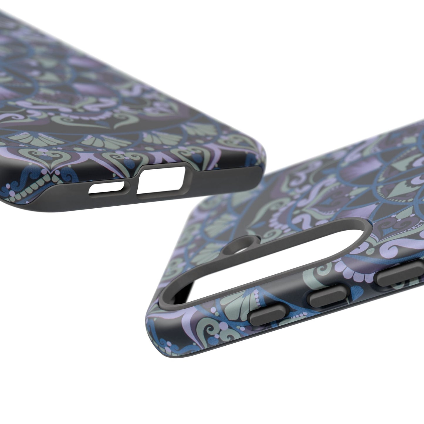 "Wisteria Bloom" Mandala Floral Tough Phone Case — Purple Blue Boho Protective Cover
