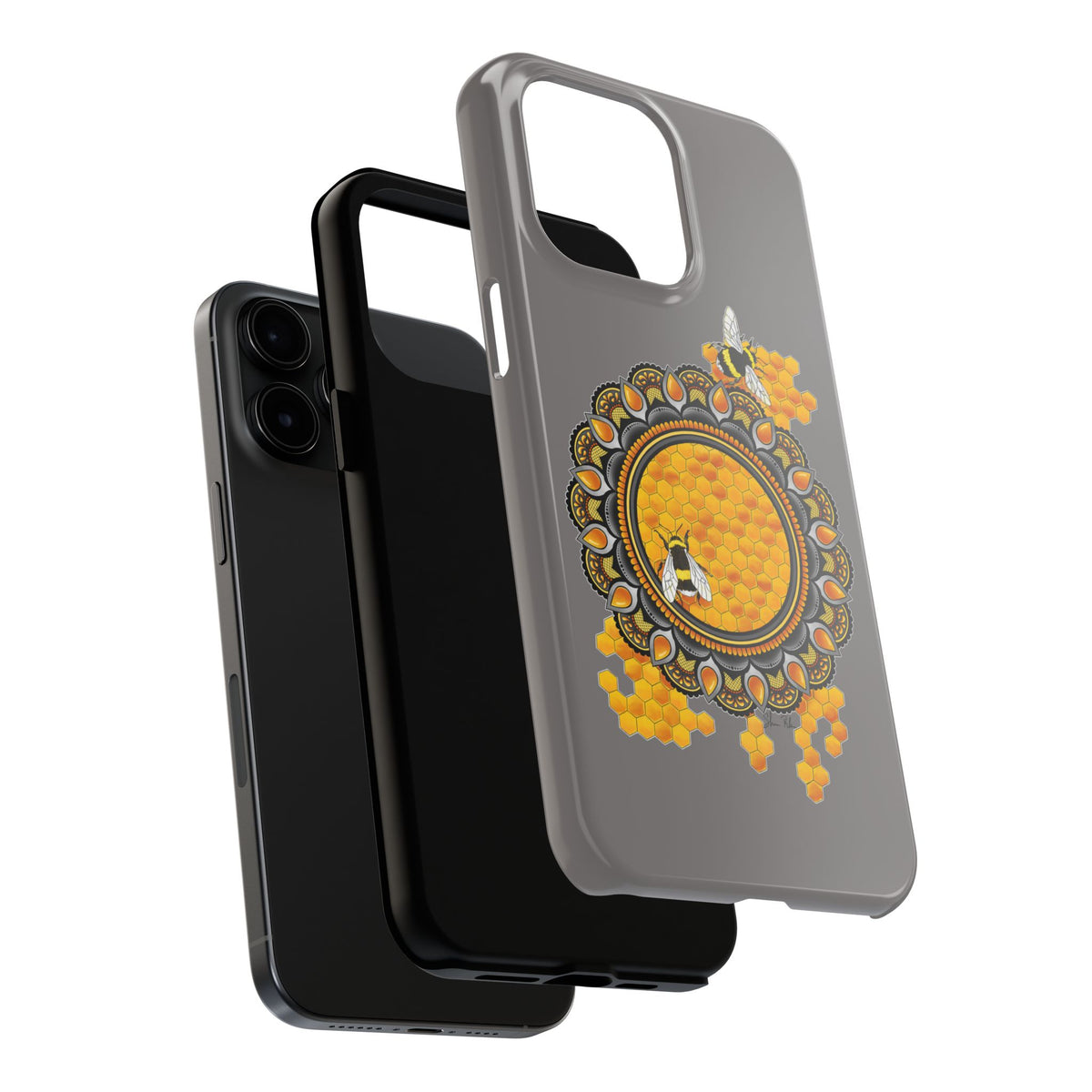 Bee Honeycomb Mandala Tough Phone Case — Artisan Honey Bees Protective Cover