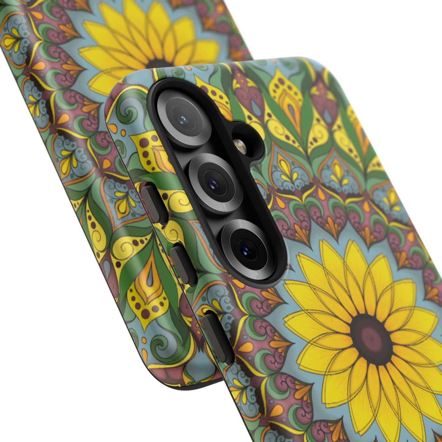 "Black Eyed Susan" Mandala Phone Case — Floral Boho Tough Case