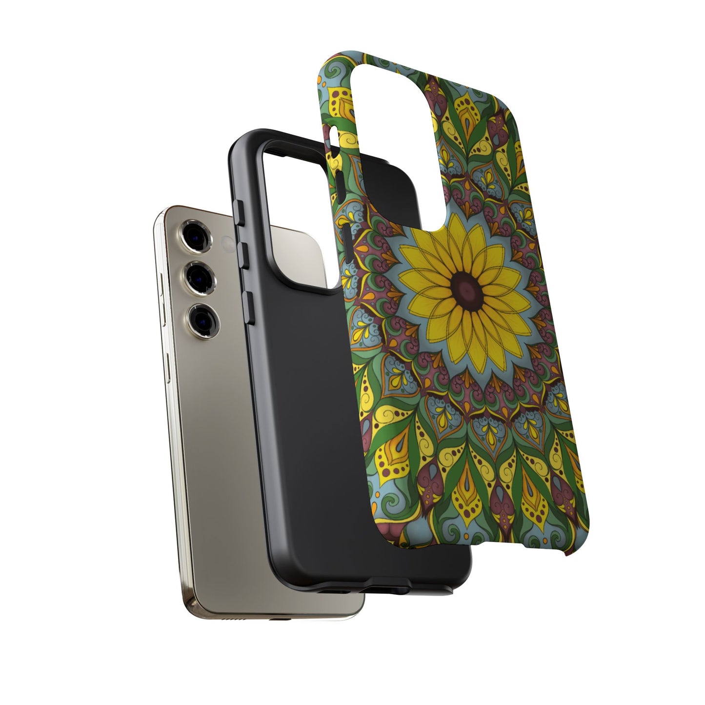"Black Eyed Susan" Mandala Phone Case — Floral Boho Tough Case