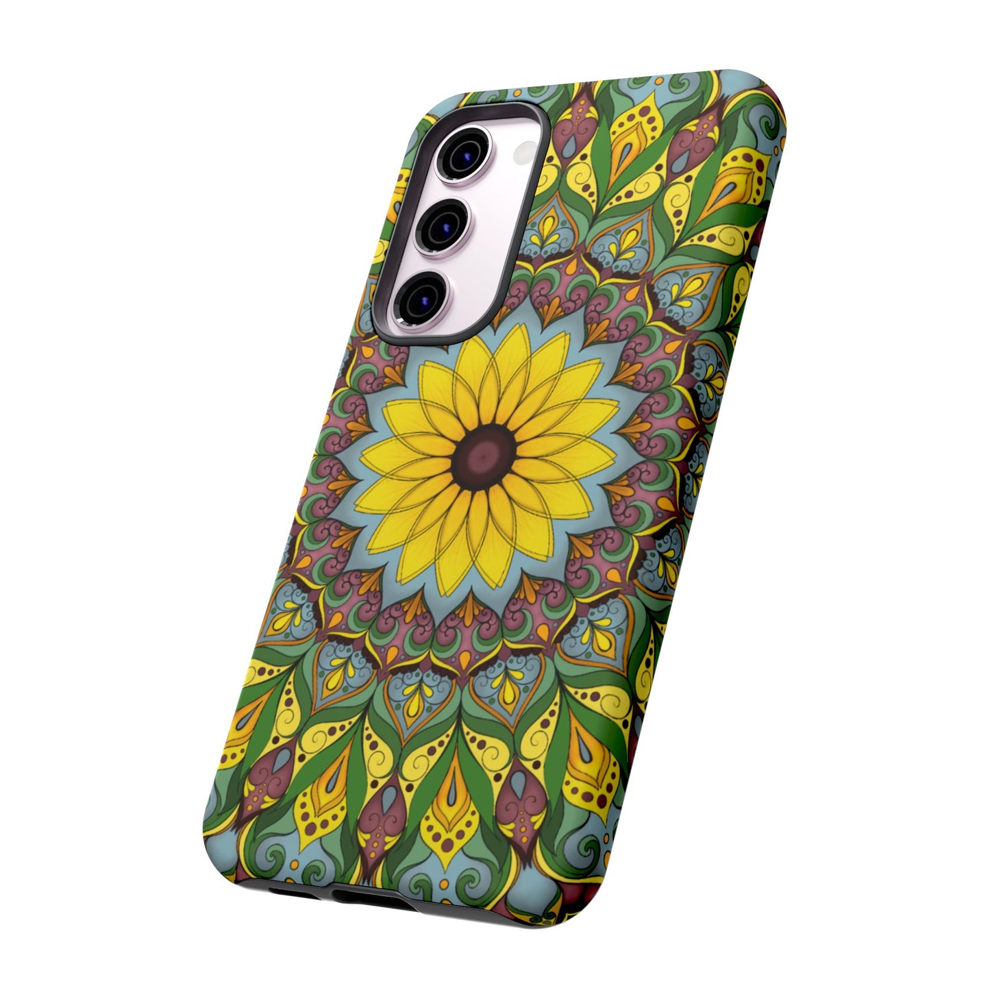 "Black Eyed Susan" Mandala Phone Case — Floral Boho Tough Case