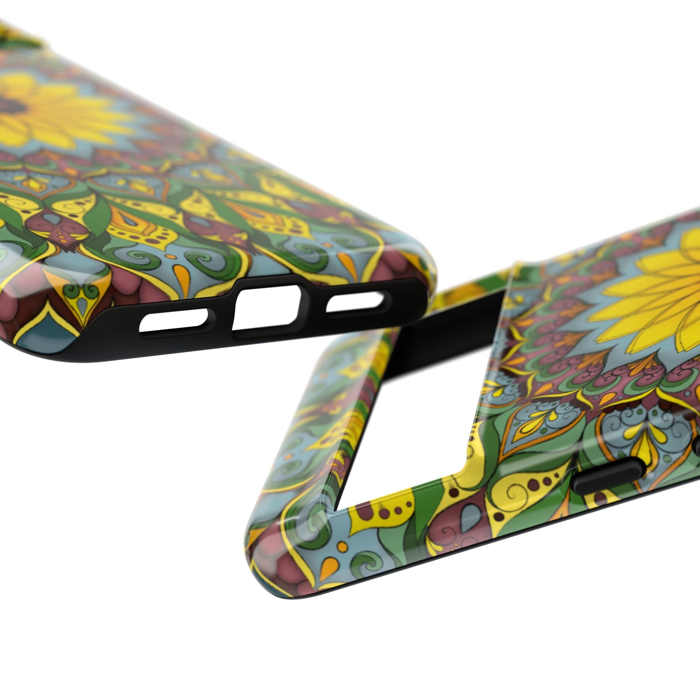 "Black Eyed Susan" Mandala Phone Case — Floral Boho Tough Case