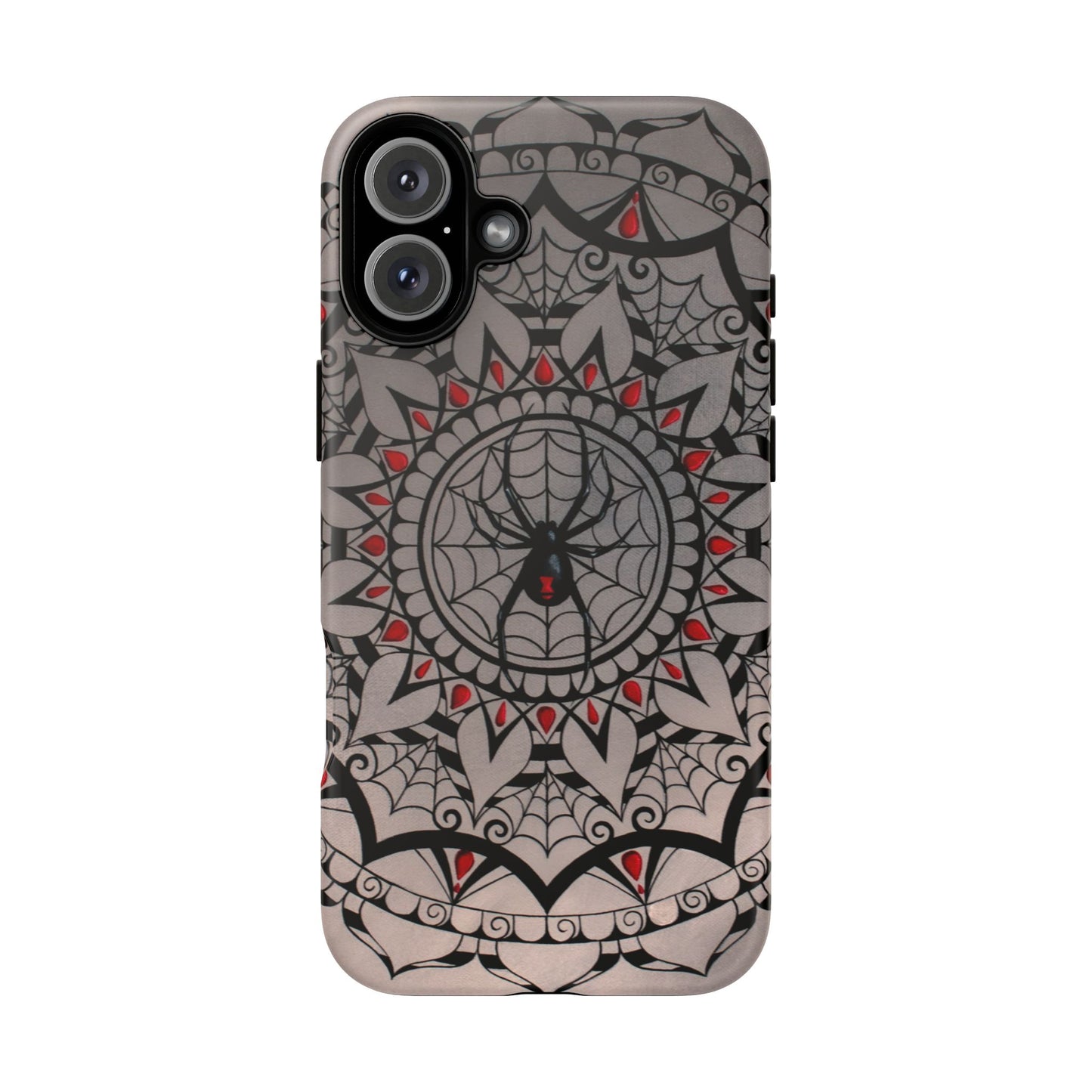 Mandala Spider Tough Phone Case - Gothic Red & Black Protective Cover