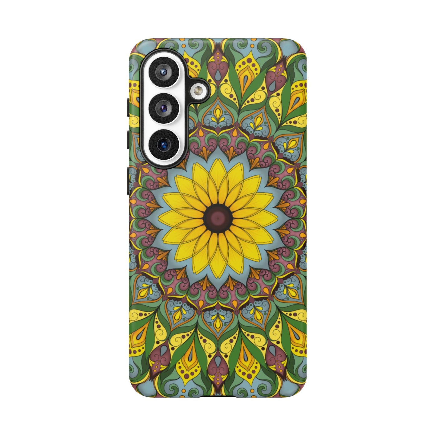 "Black Eyed Susan" Mandala Phone Case — Floral Boho Tough Case