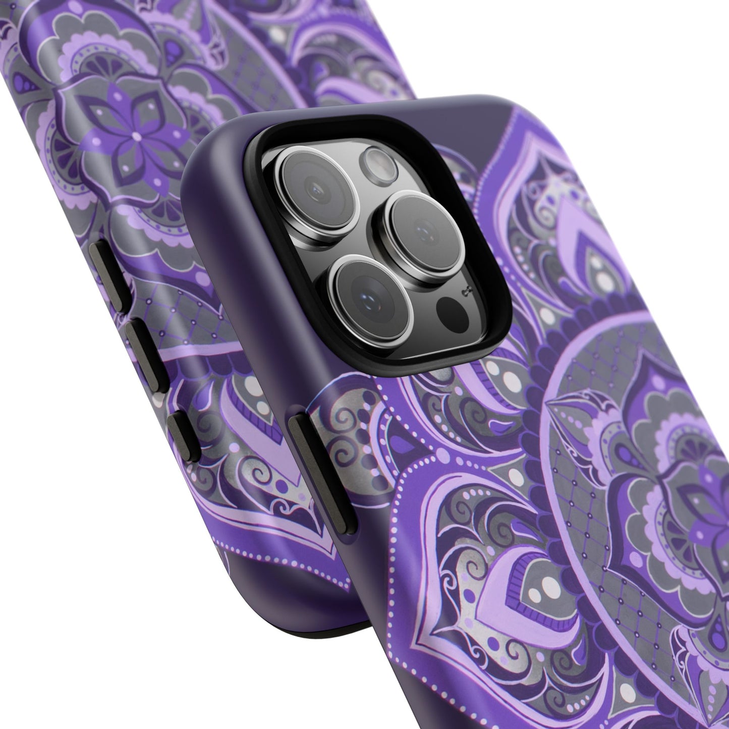 Purple Mandala Tough Phone Case — Protective Floral Boho Phone Cover