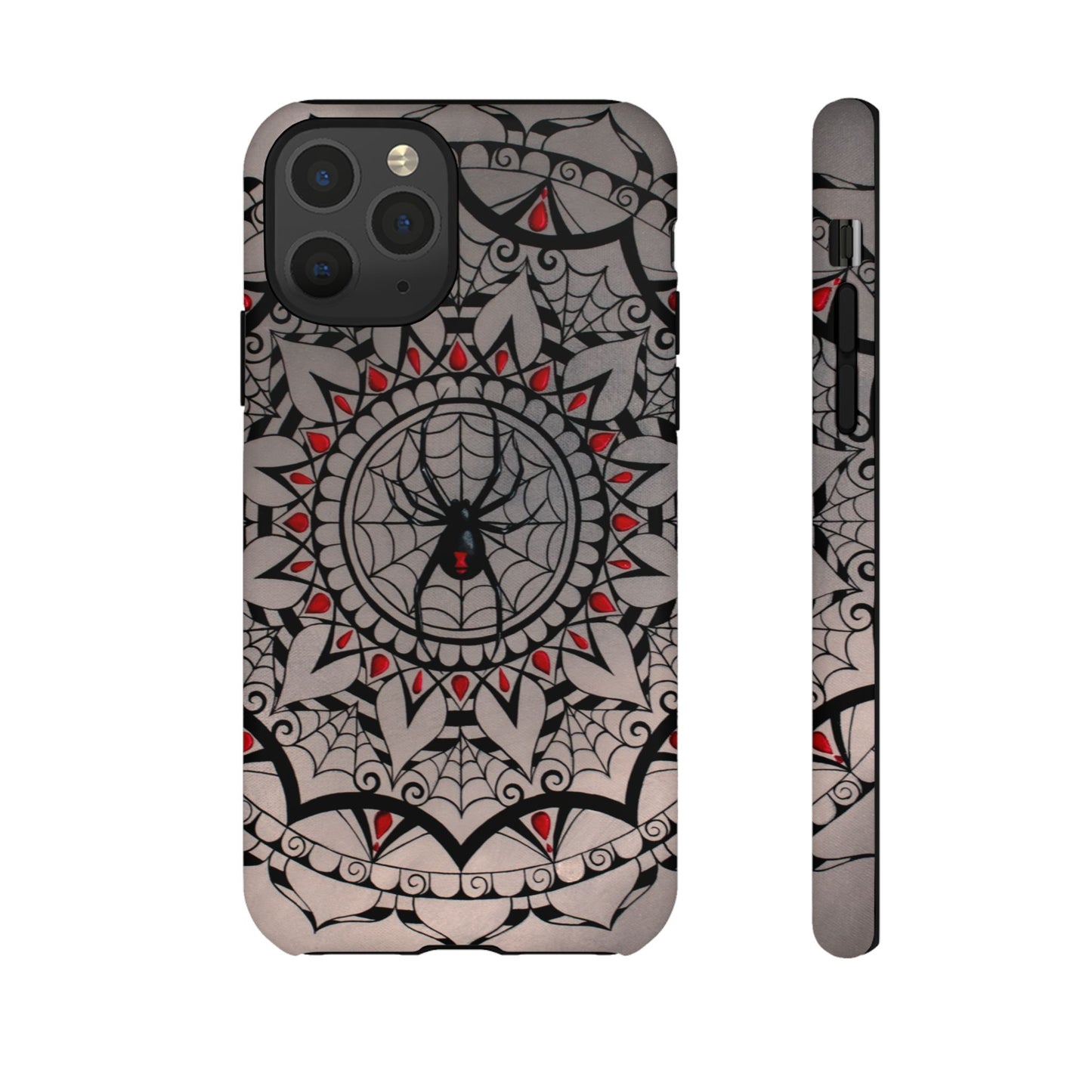 Mandala Spider Tough Phone Case - Gothic Red & Black Protective Cover