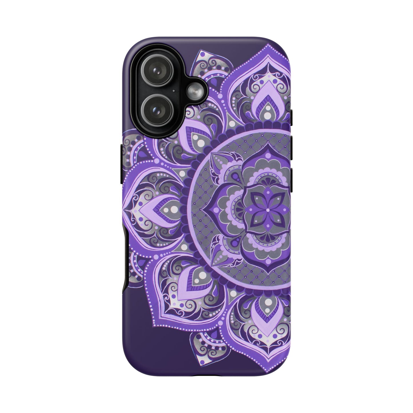 Purple Mandala Tough Phone Case — Protective Floral Boho Phone Cover