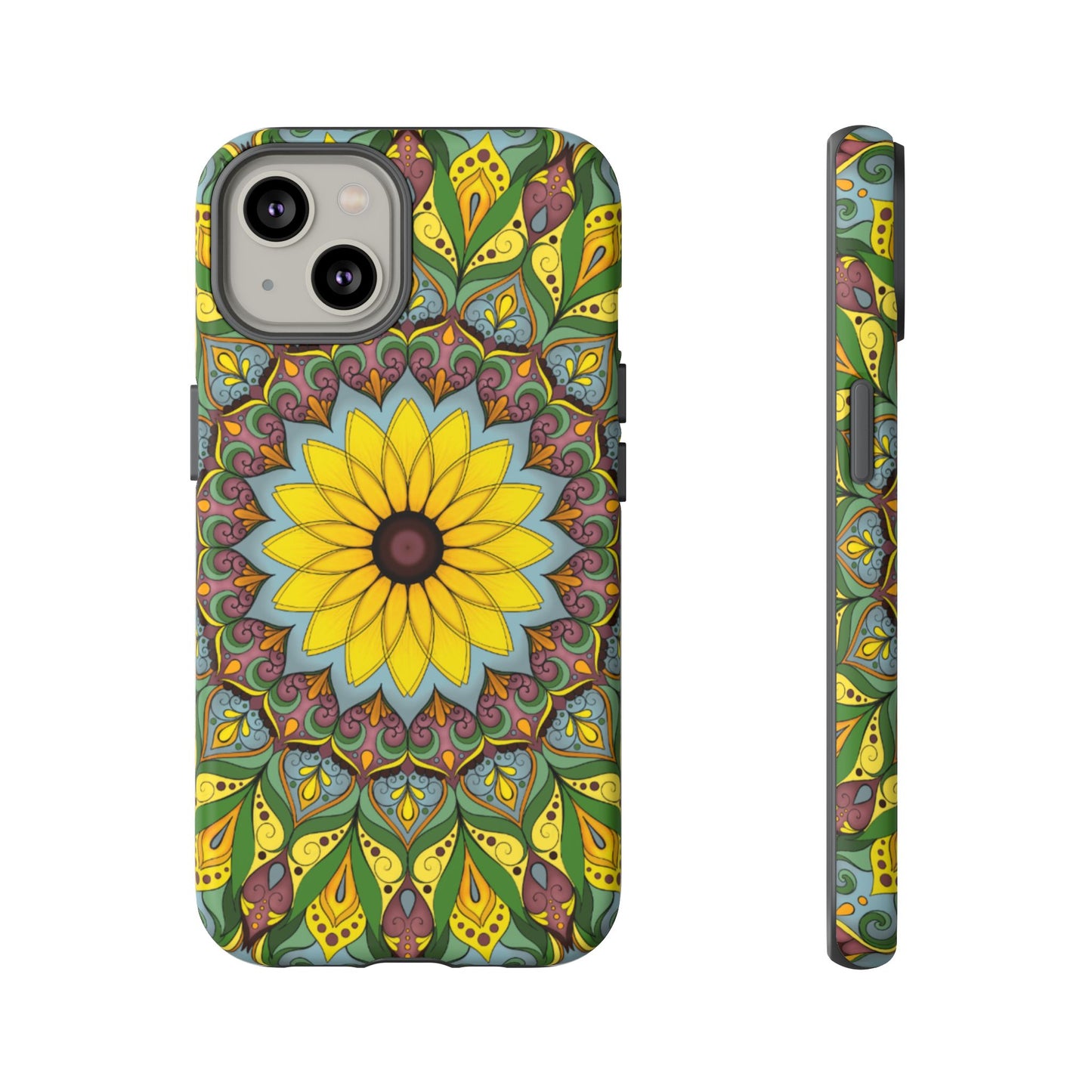 "Black Eyed Susan" Mandala Phone Case — Floral Boho Tough Case