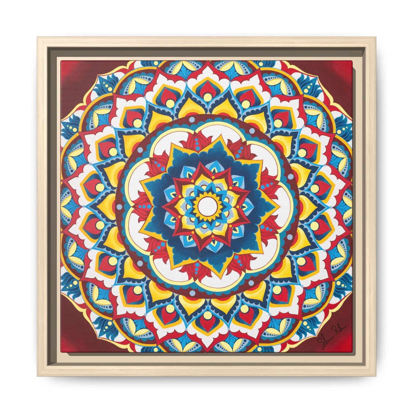 Azul Morning Mandala Matte Canvas Framed Wall Art