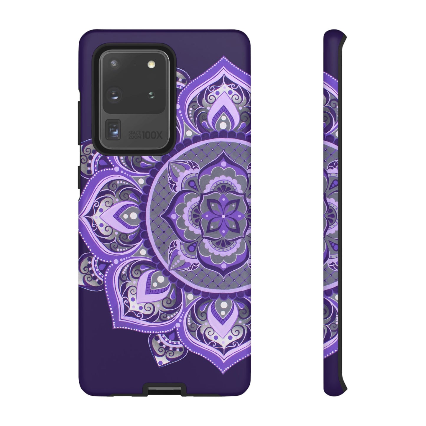 Purple Mandala Tough Phone Case — Protective Floral Boho Phone Cover