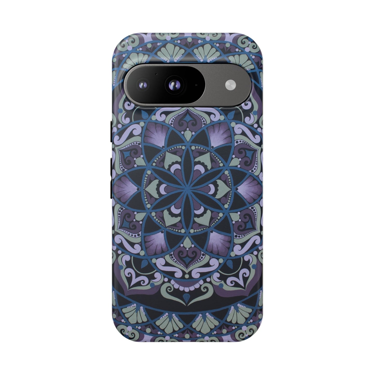 "Wisteria Bloom" Mandala Floral Tough Phone Case — Purple Blue Boho Protective Cover