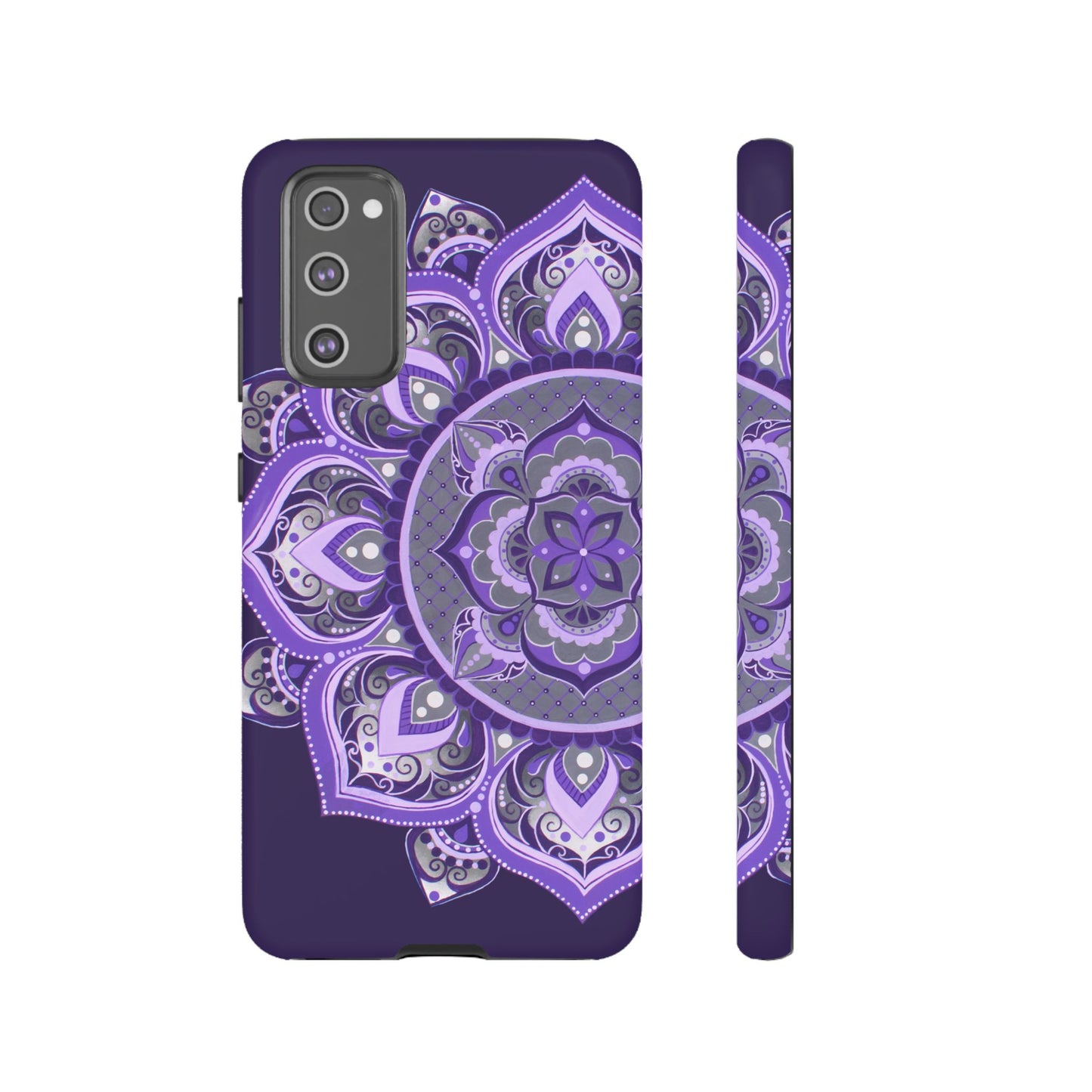 Purple Mandala Tough Phone Case — Protective Floral Boho Phone Cover