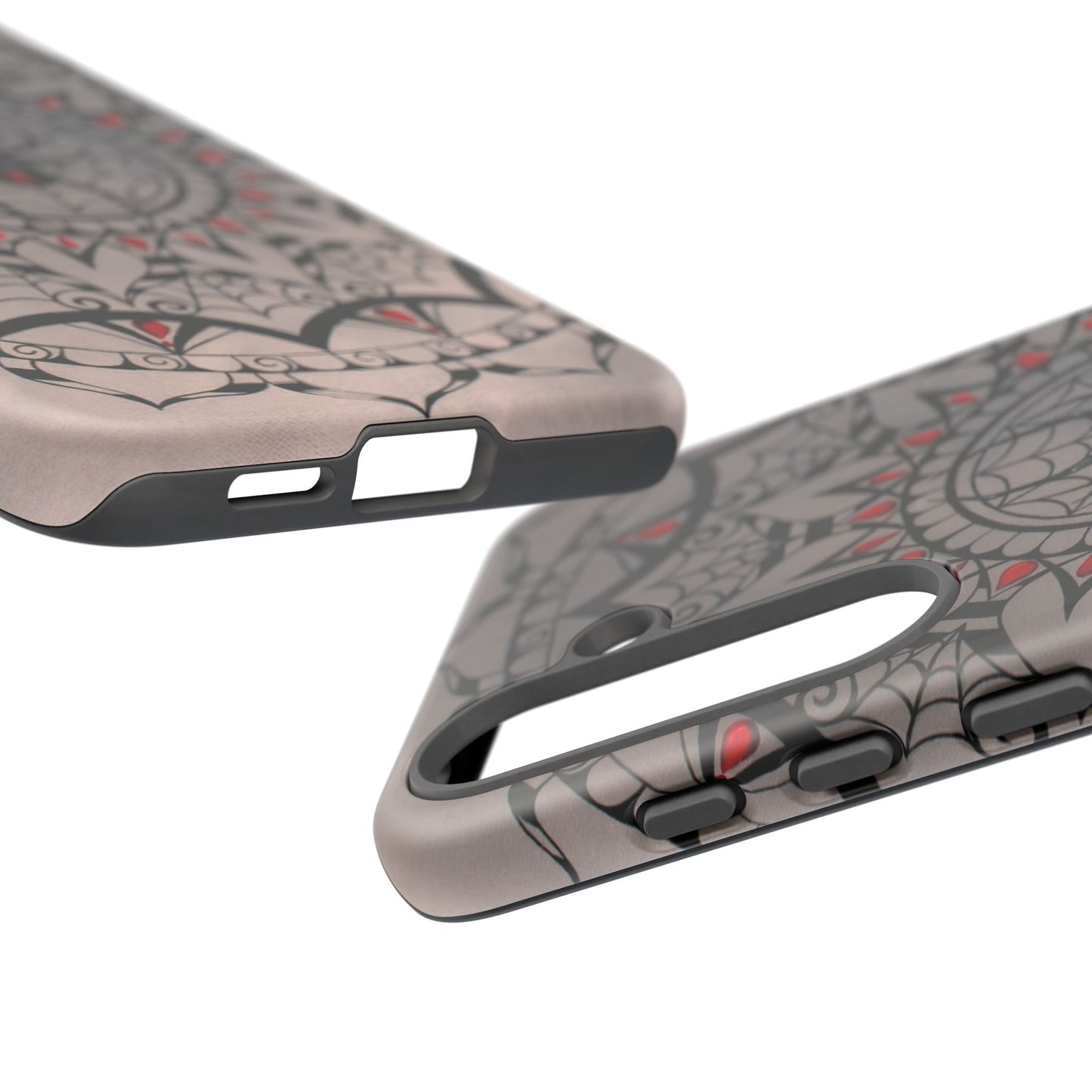 Mandala Spider Tough Phone Case - Gothic Red & Black Protective Cover