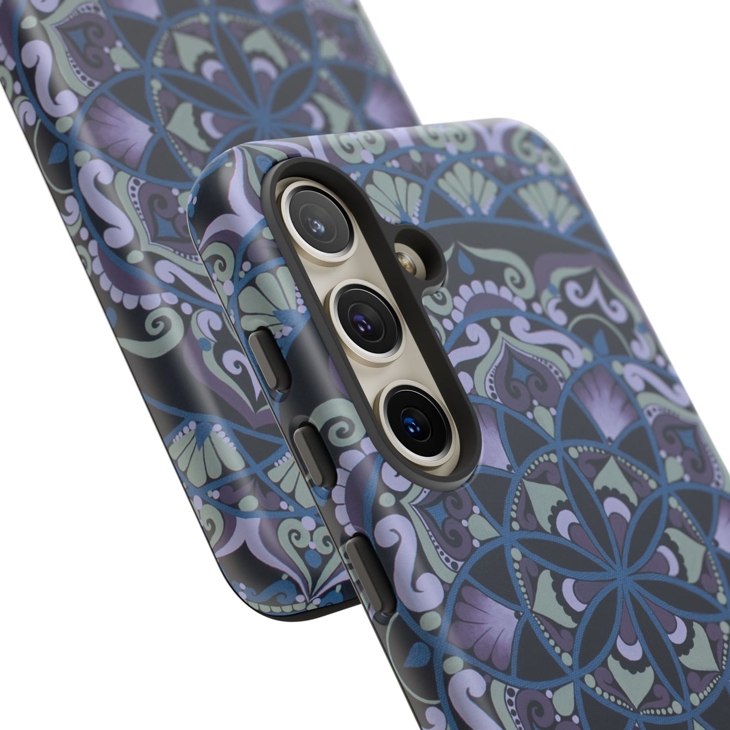 "Wisteria Bloom" Mandala Floral Tough Phone Case — Purple Blue Boho Protective Cover