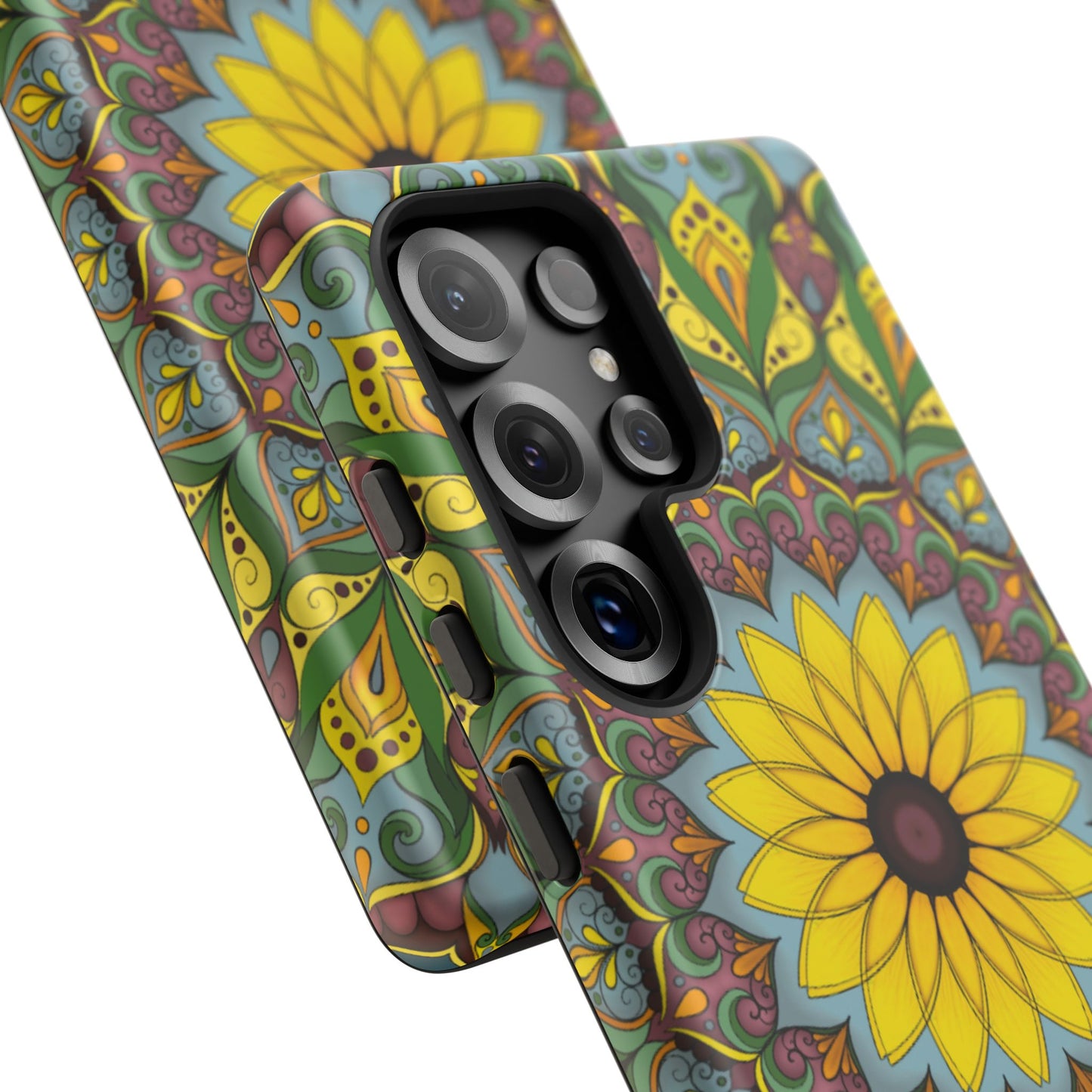 "Black Eyed Susan" Mandala Phone Case — Floral Boho Tough Case
