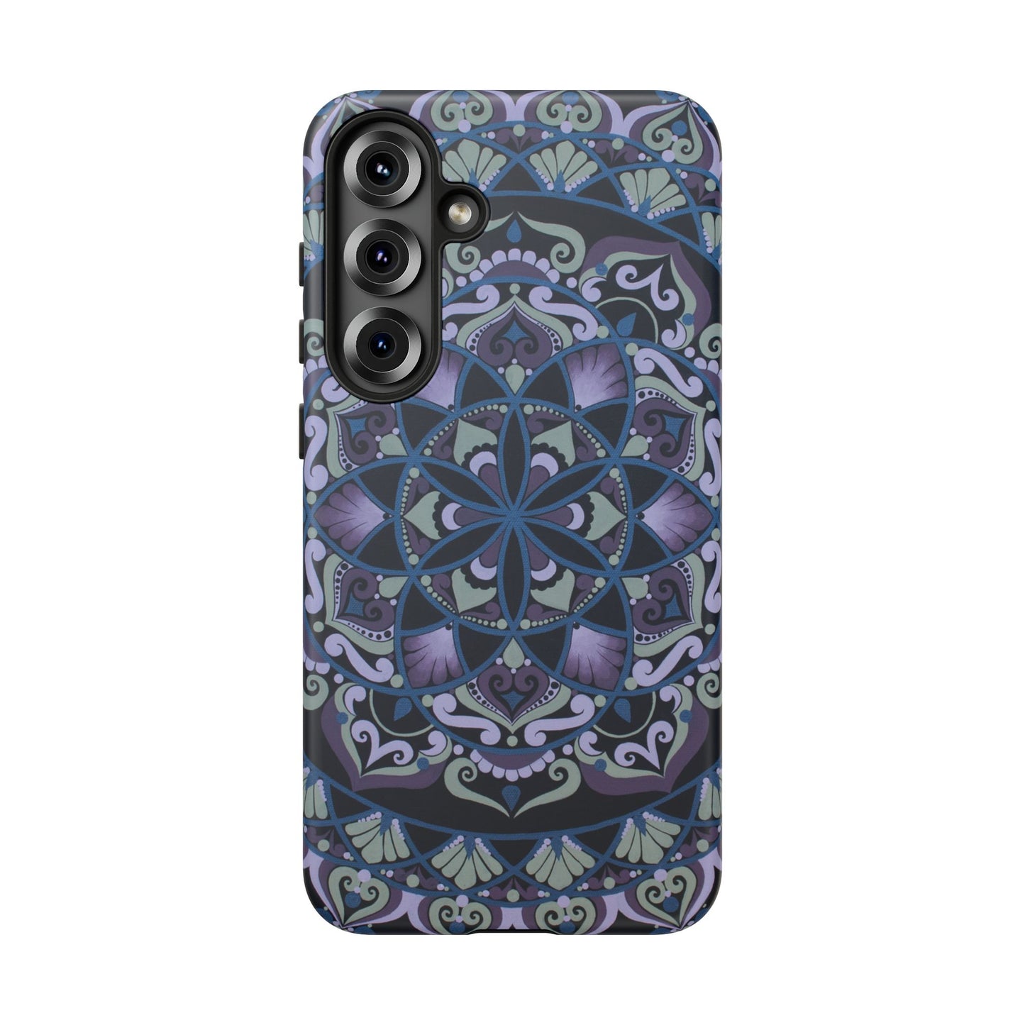 "Wisteria Bloom" Mandala Floral Tough Phone Case — Purple Blue Boho Protective Cover