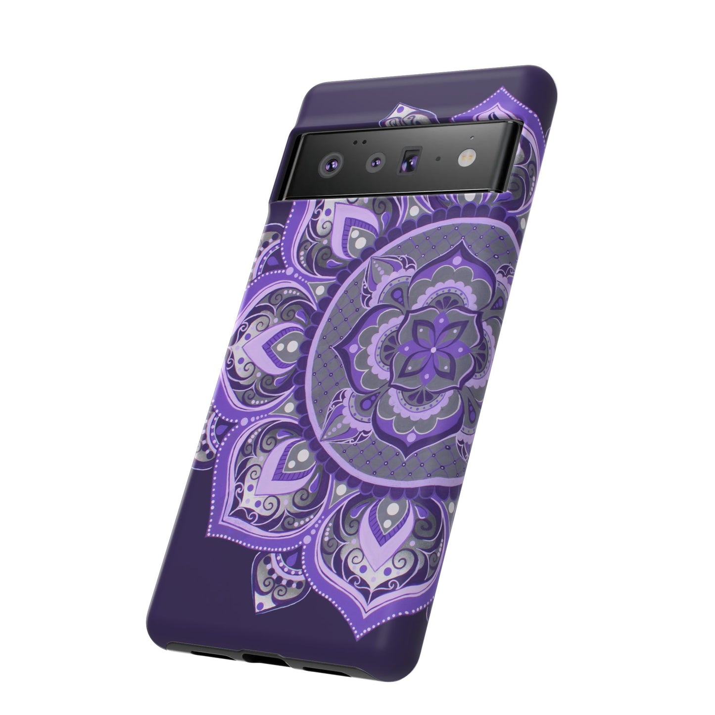 Purple Mandala Tough Phone Case — Protective Floral Boho Phone Cover