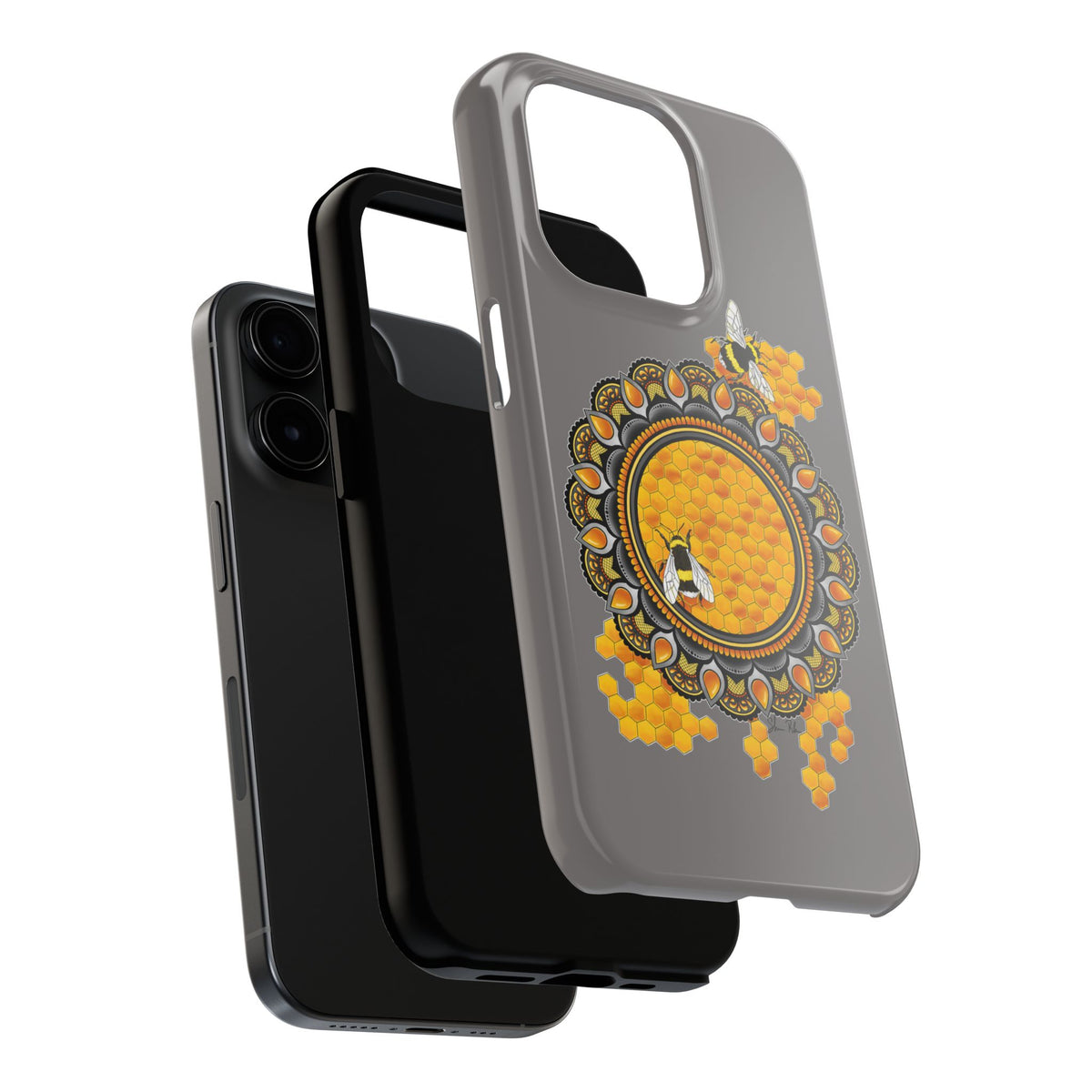 Bee Honeycomb Mandala Tough Phone Case — Artisan Honey Bees Protective Cover