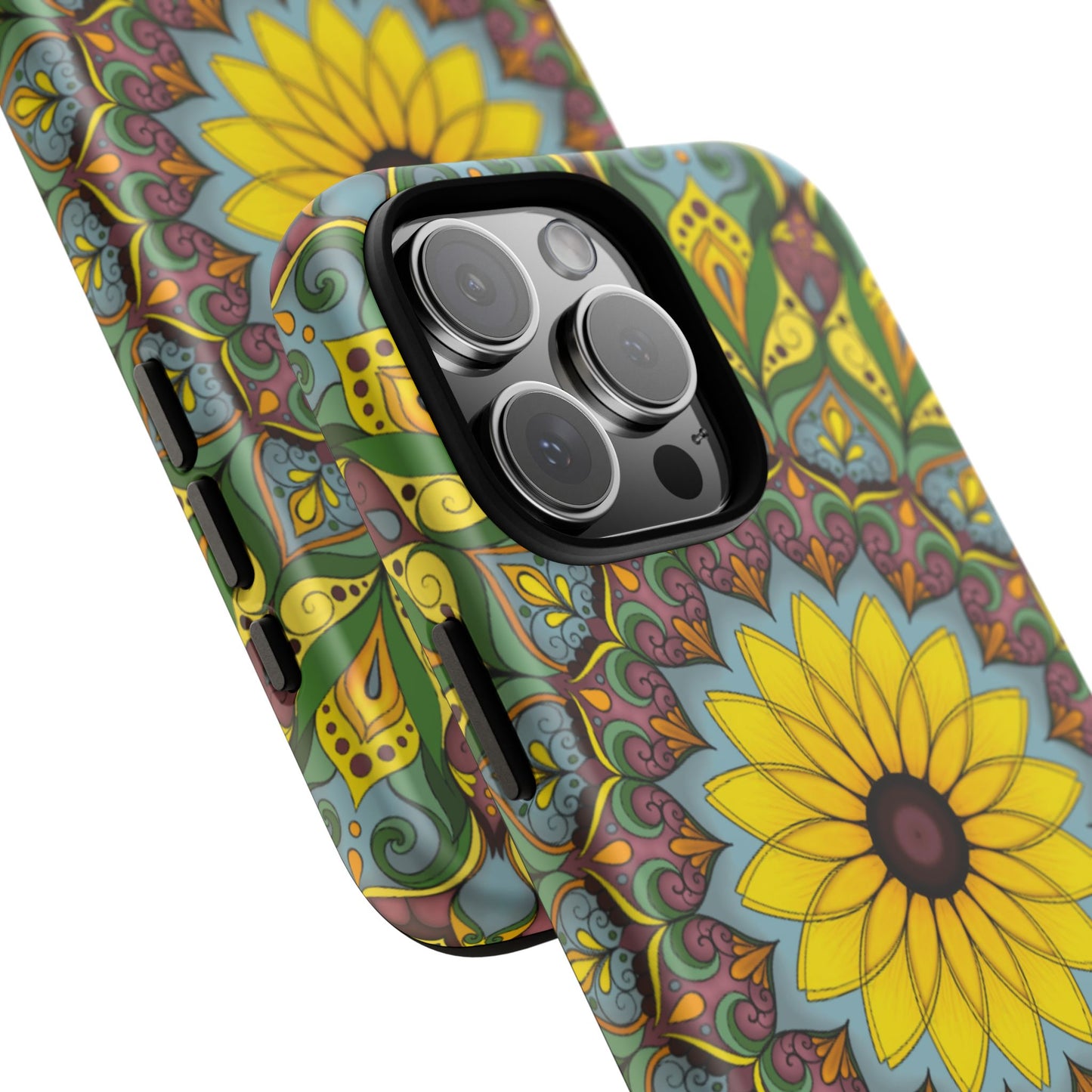 "Black Eyed Susan" Mandala Phone Case — Floral Boho Tough Case