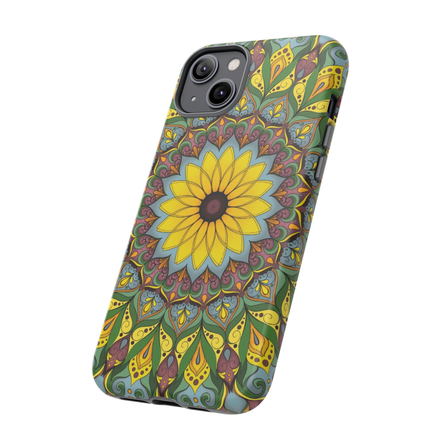 "Black Eyed Susan" Mandala Phone Case — Floral Boho Tough Case