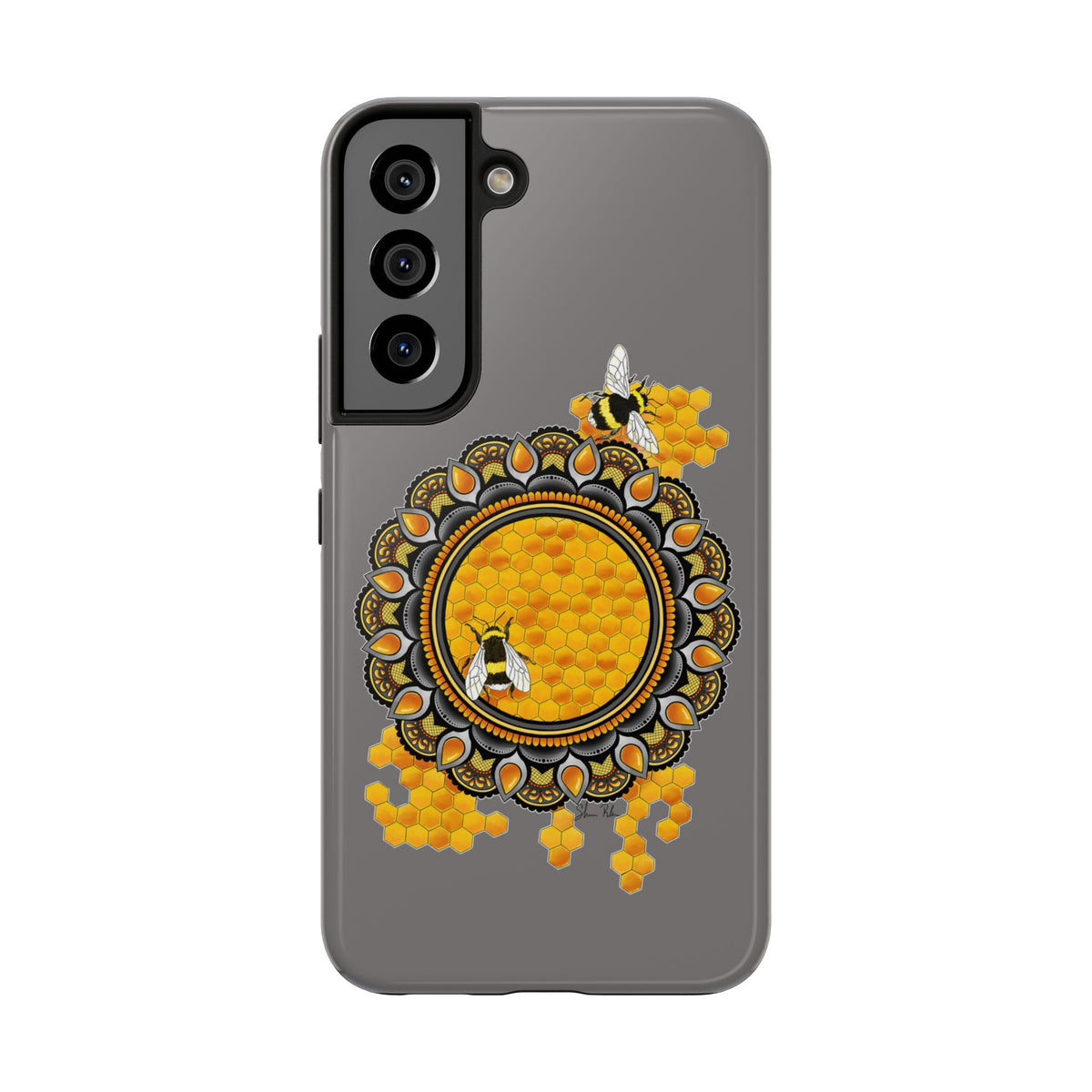 Bee Honeycomb Mandala Tough Phone Case — Artisan Honey Bees Protective Cover