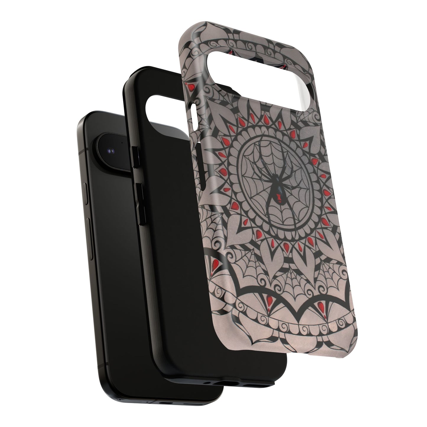 Mandala Spider Tough Phone Case - Gothic Red & Black Protective Cover