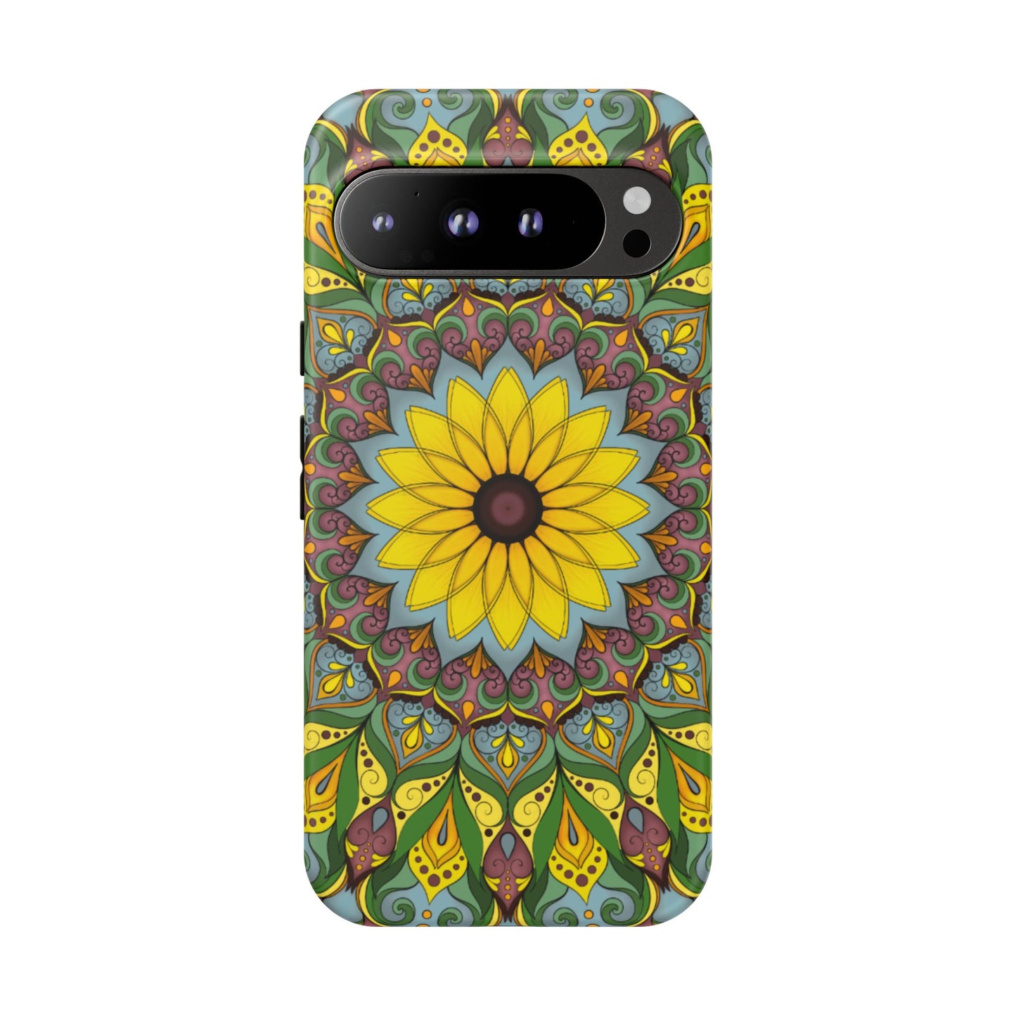 "Black Eyed Susan" Mandala Phone Case — Floral Boho Tough Case