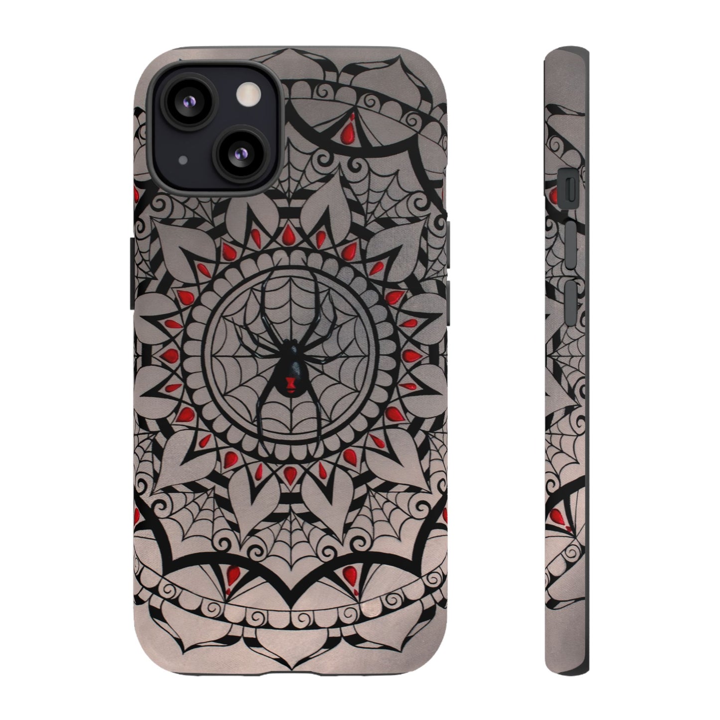 Mandala Spider Tough Phone Case - Gothic Red & Black Protective Cover