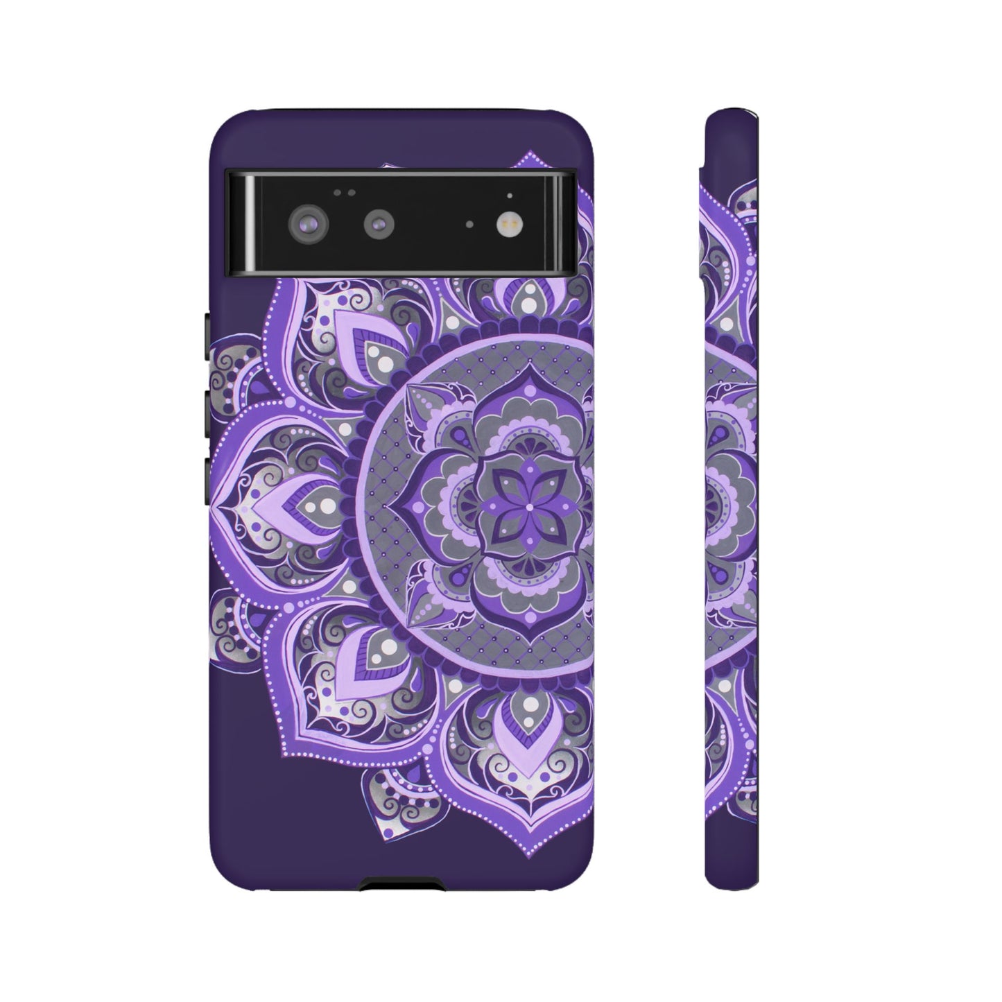 Purple Mandala Tough Phone Case — Protective Floral Boho Phone Cover