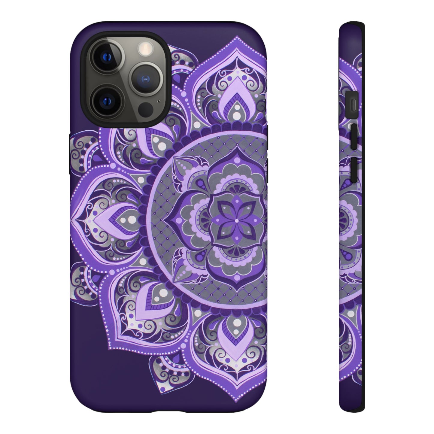 Purple Mandala Tough Phone Case — Protective Floral Boho Phone Cover