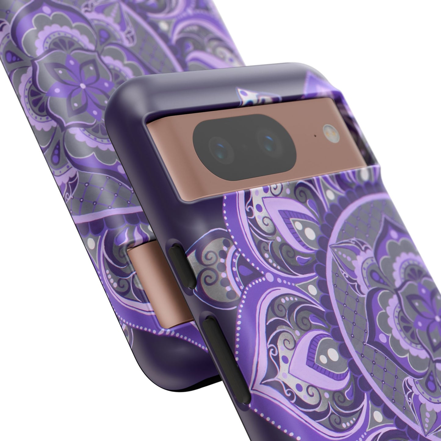 Purple Mandala Tough Phone Case — Protective Floral Boho Phone Cover