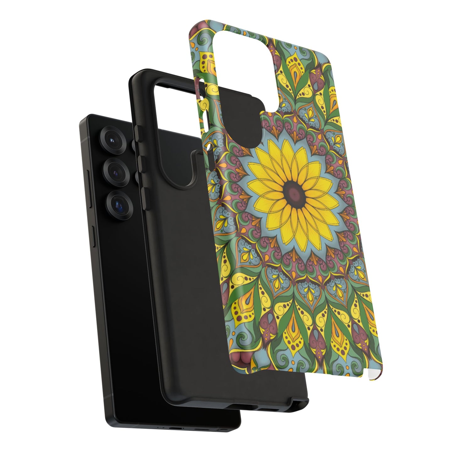 "Black Eyed Susan" Mandala Phone Case — Floral Boho Tough Case