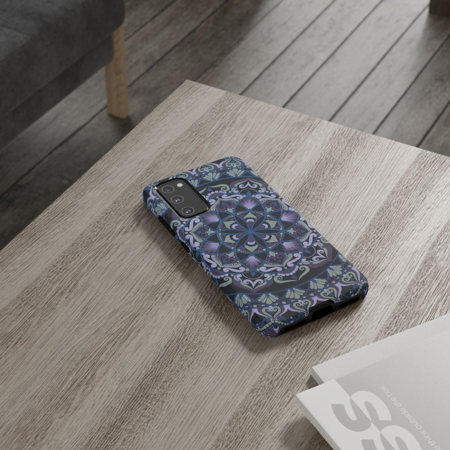 "Wisteria Bloom" Mandala Floral Tough Phone Case — Purple Blue Boho Protective Cover