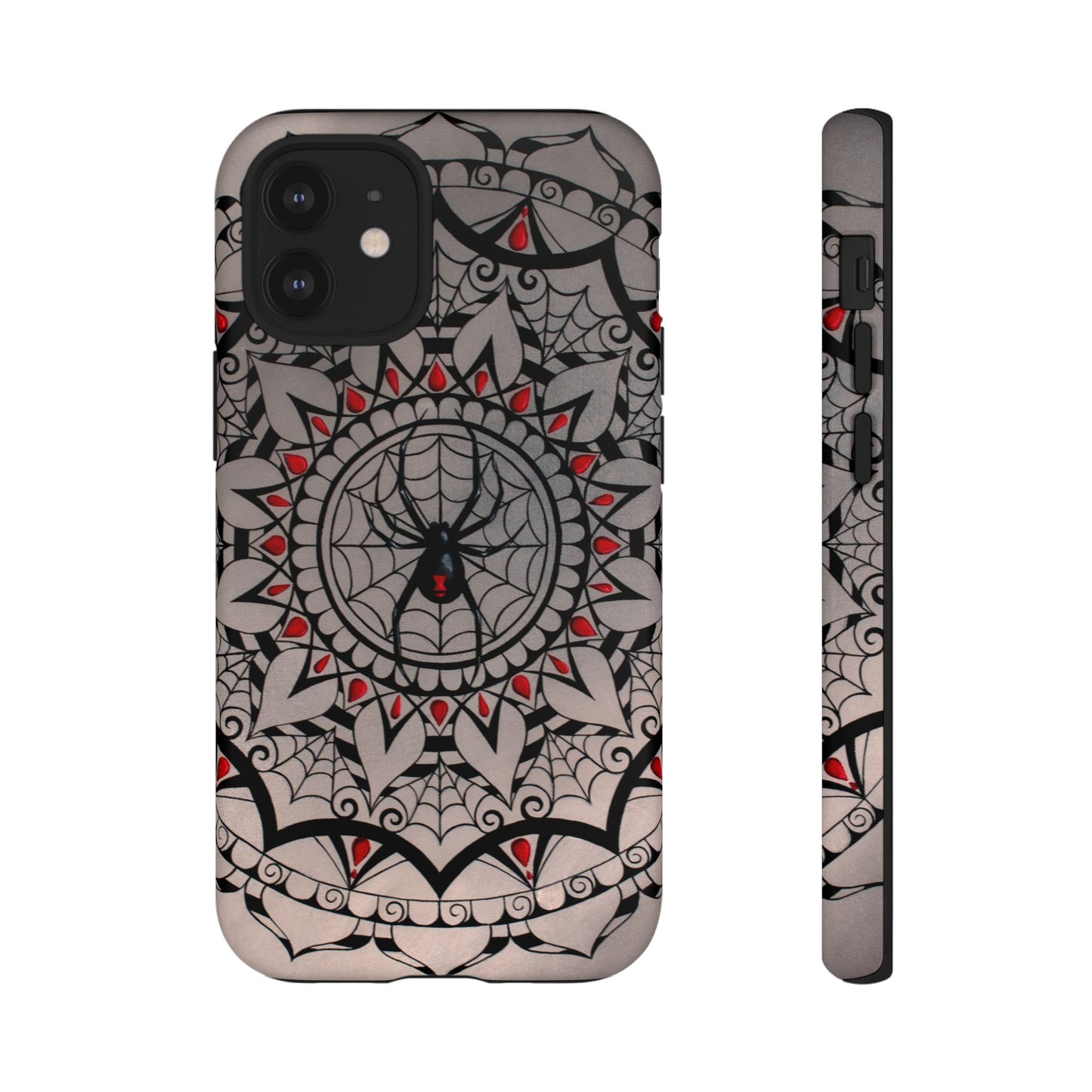 Mandala Spider Tough Phone Case - Gothic Red & Black Protective Cover