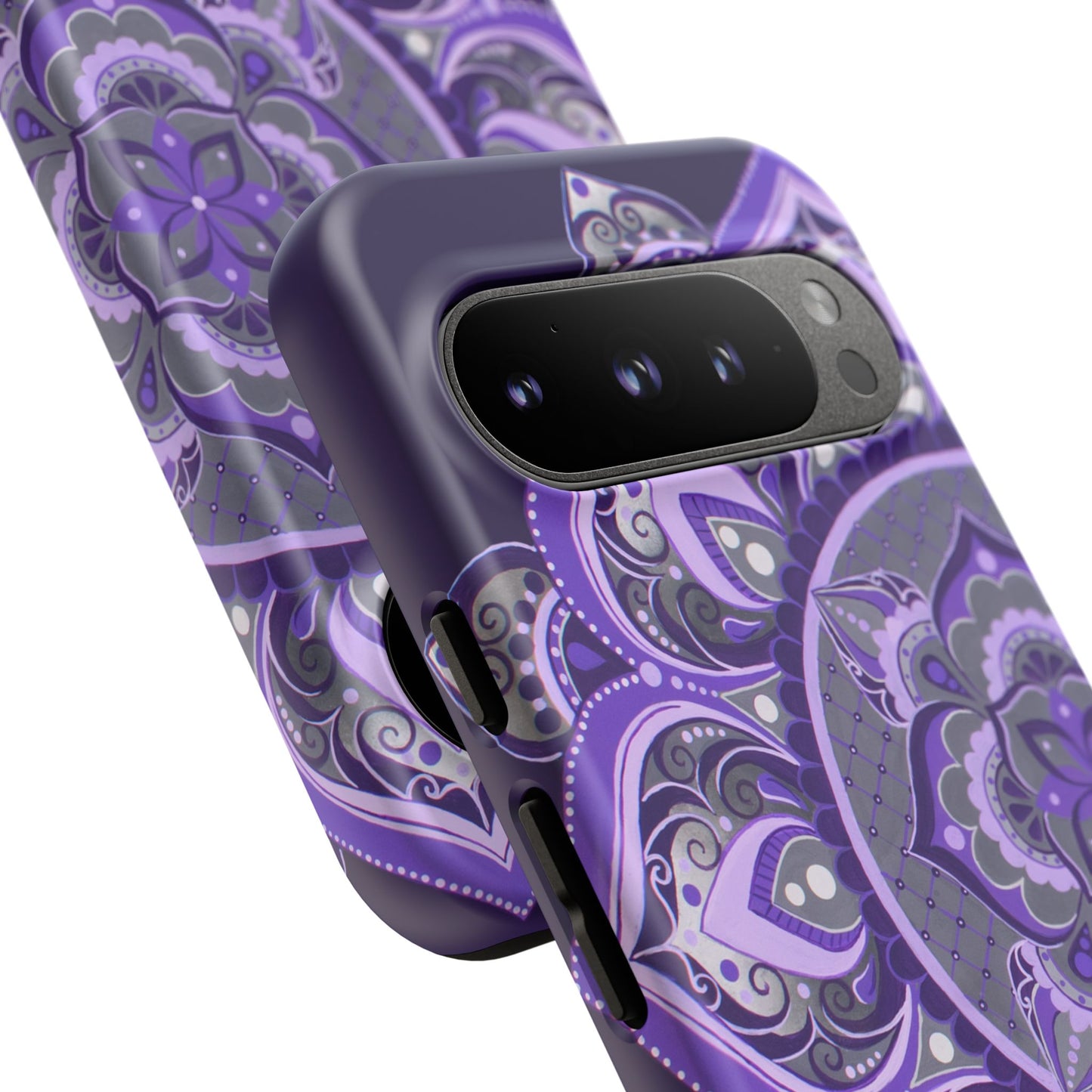 Purple Mandala Tough Phone Case — Protective Floral Boho Phone Cover