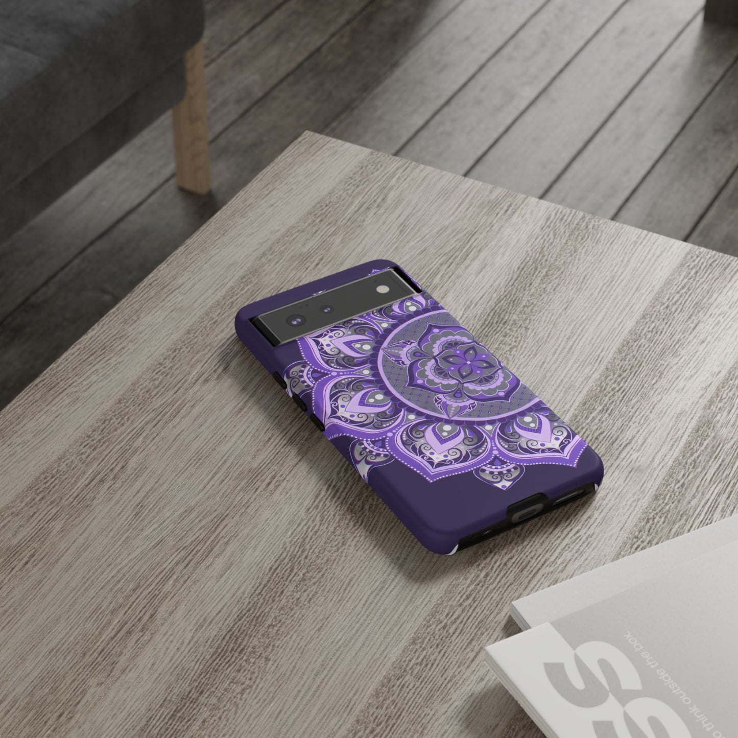 Purple Mandala Tough Phone Case — Protective Floral Boho Phone Cover