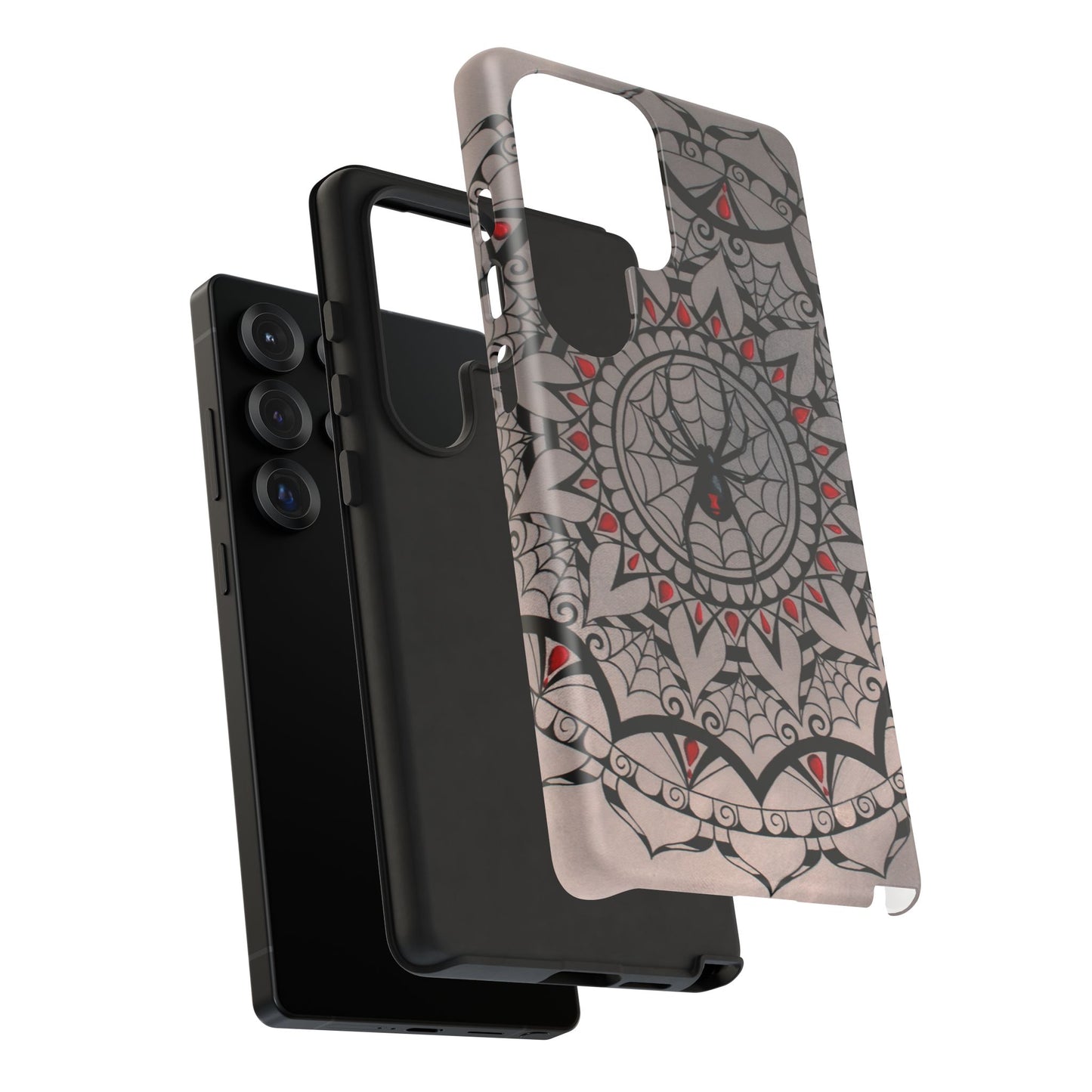 Mandala Spider Tough Phone Case - Gothic Red & Black Protective Cover