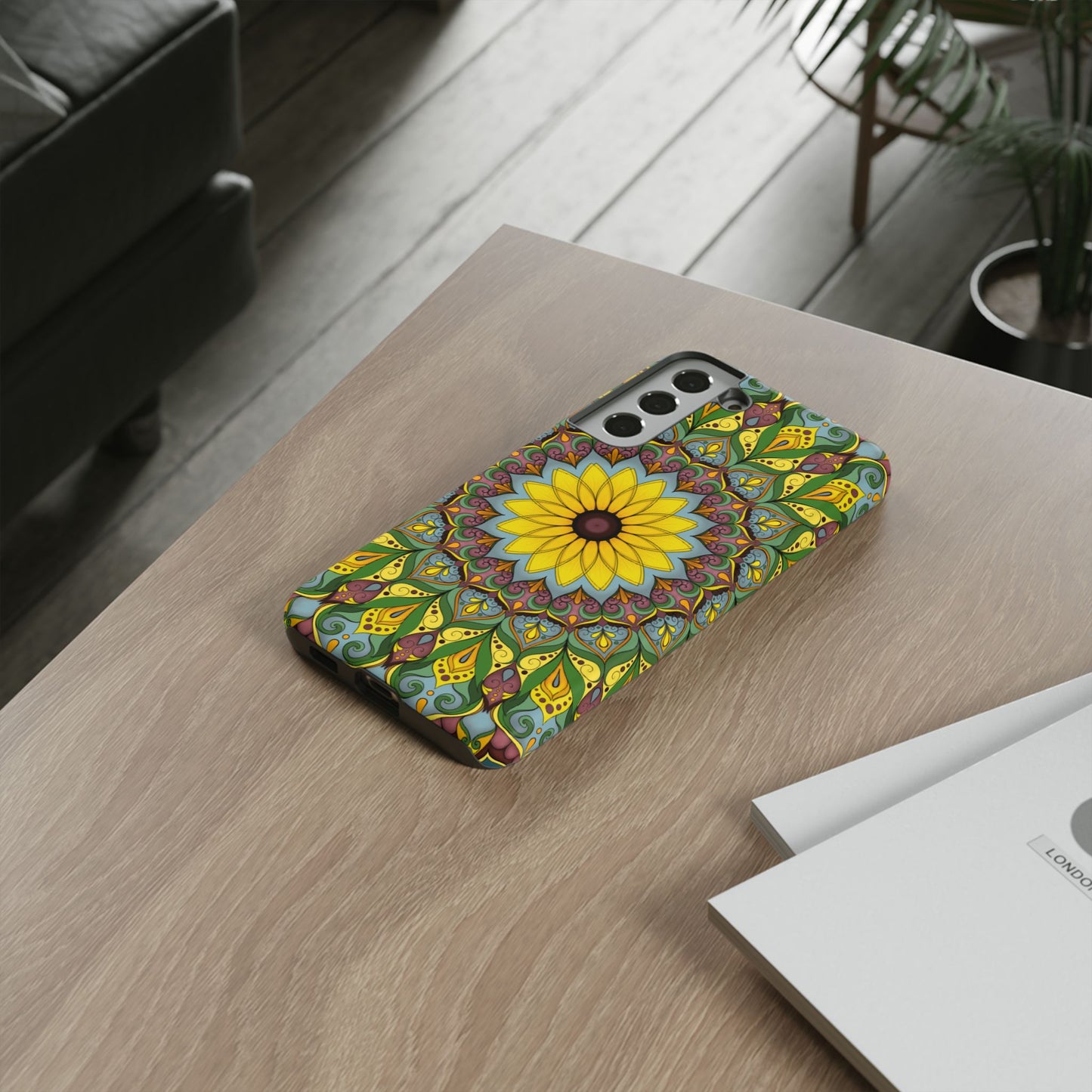 "Black Eyed Susan" Mandala Phone Case — Floral Boho Tough Case
