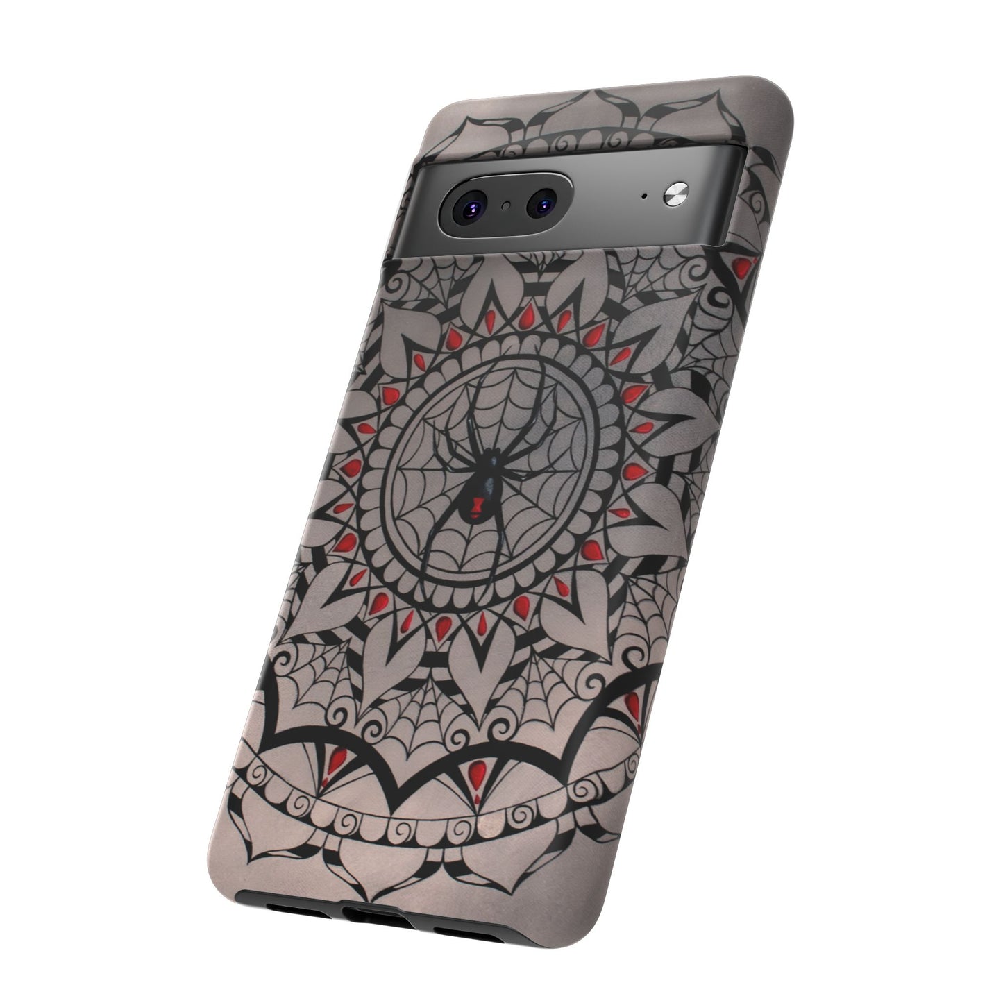 Mandala Spider Tough Phone Case - Gothic Red & Black Protective Cover