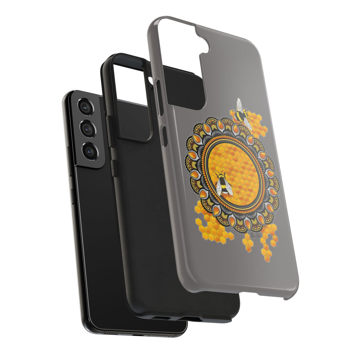 Bee Honeycomb Mandala Tough Phone Case — Artisan Honey Bees Protective Cover