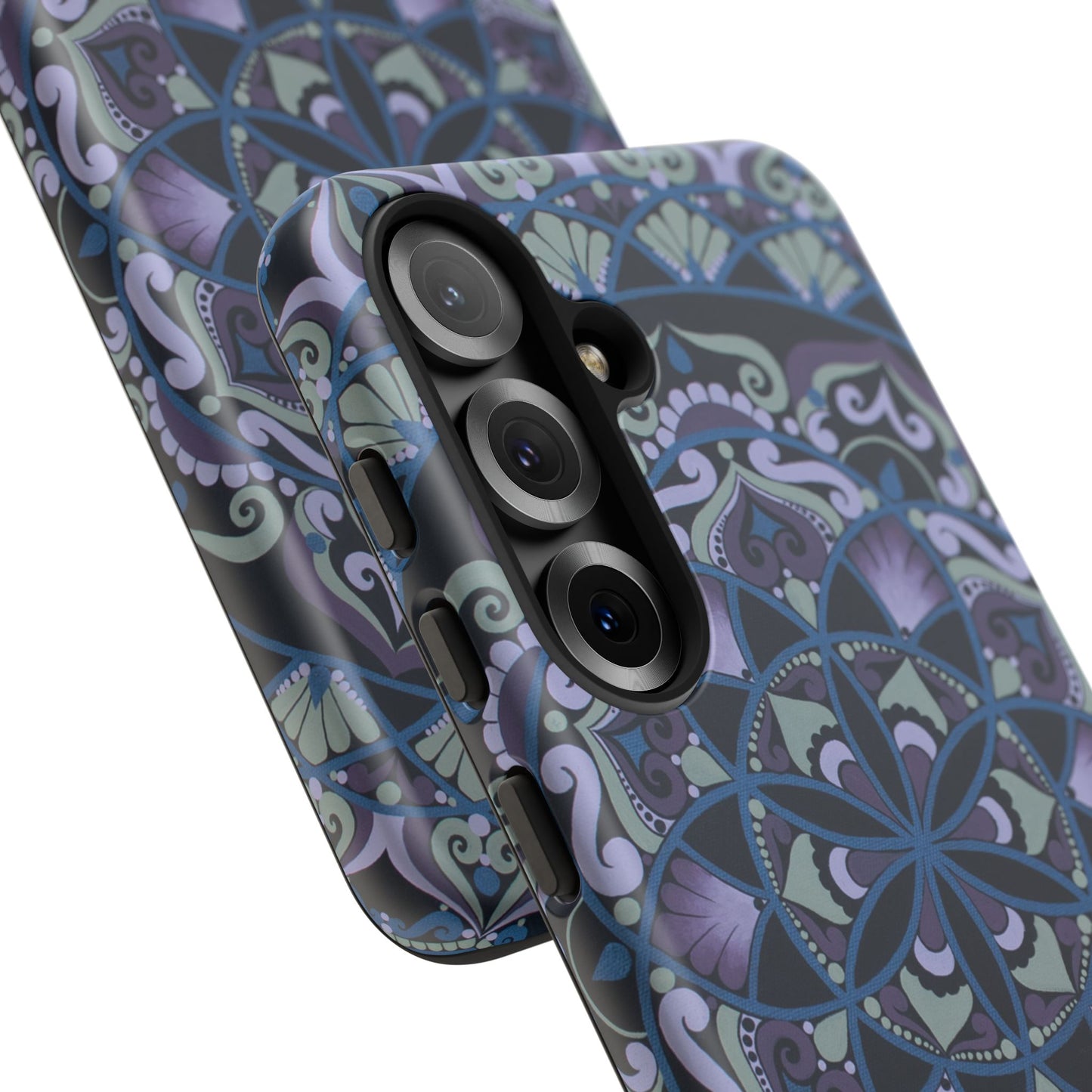 "Wisteria Bloom" Mandala Floral Tough Phone Case — Purple Blue Boho Protective Cover