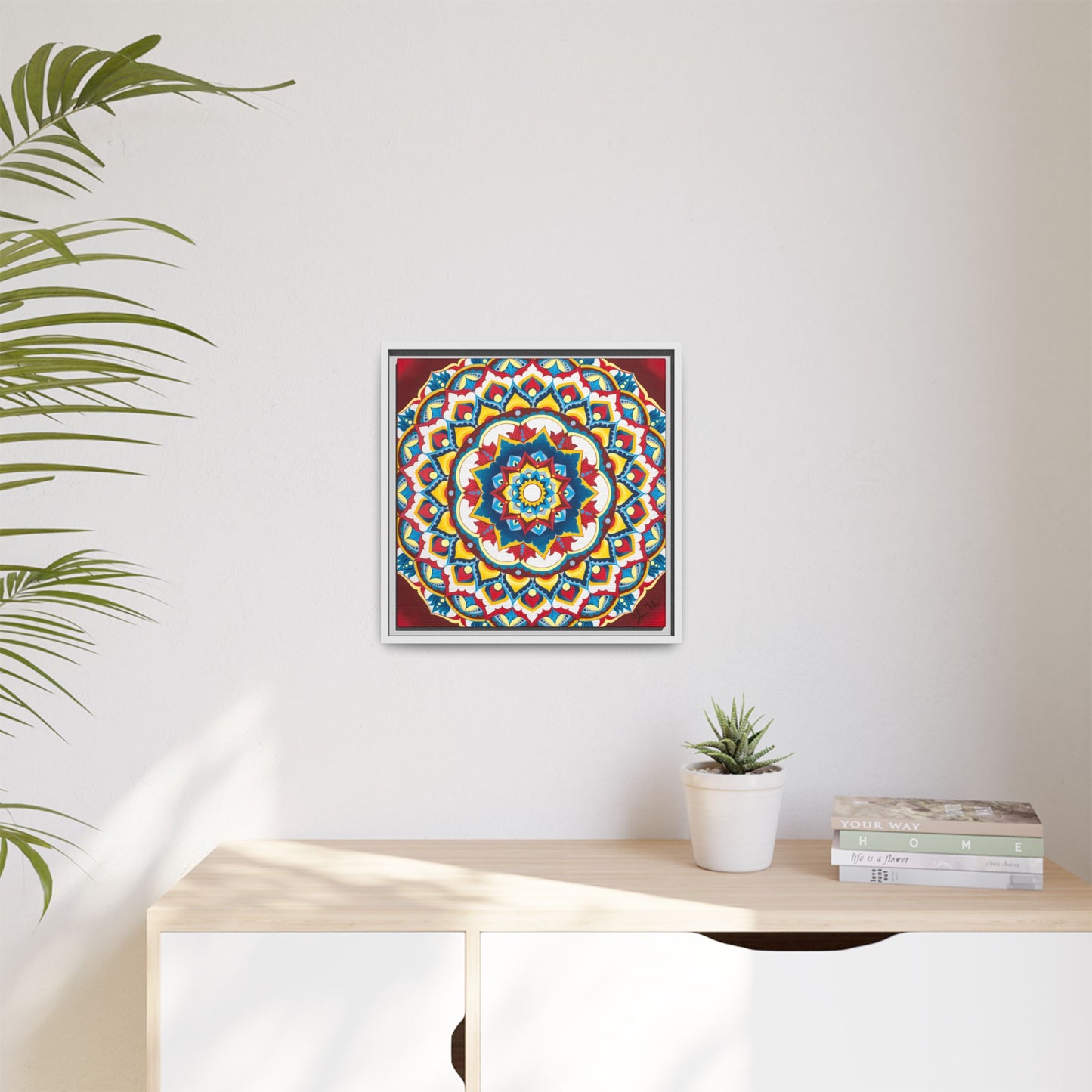 Azul Morning Mandala Matte Canvas Framed Wall Art