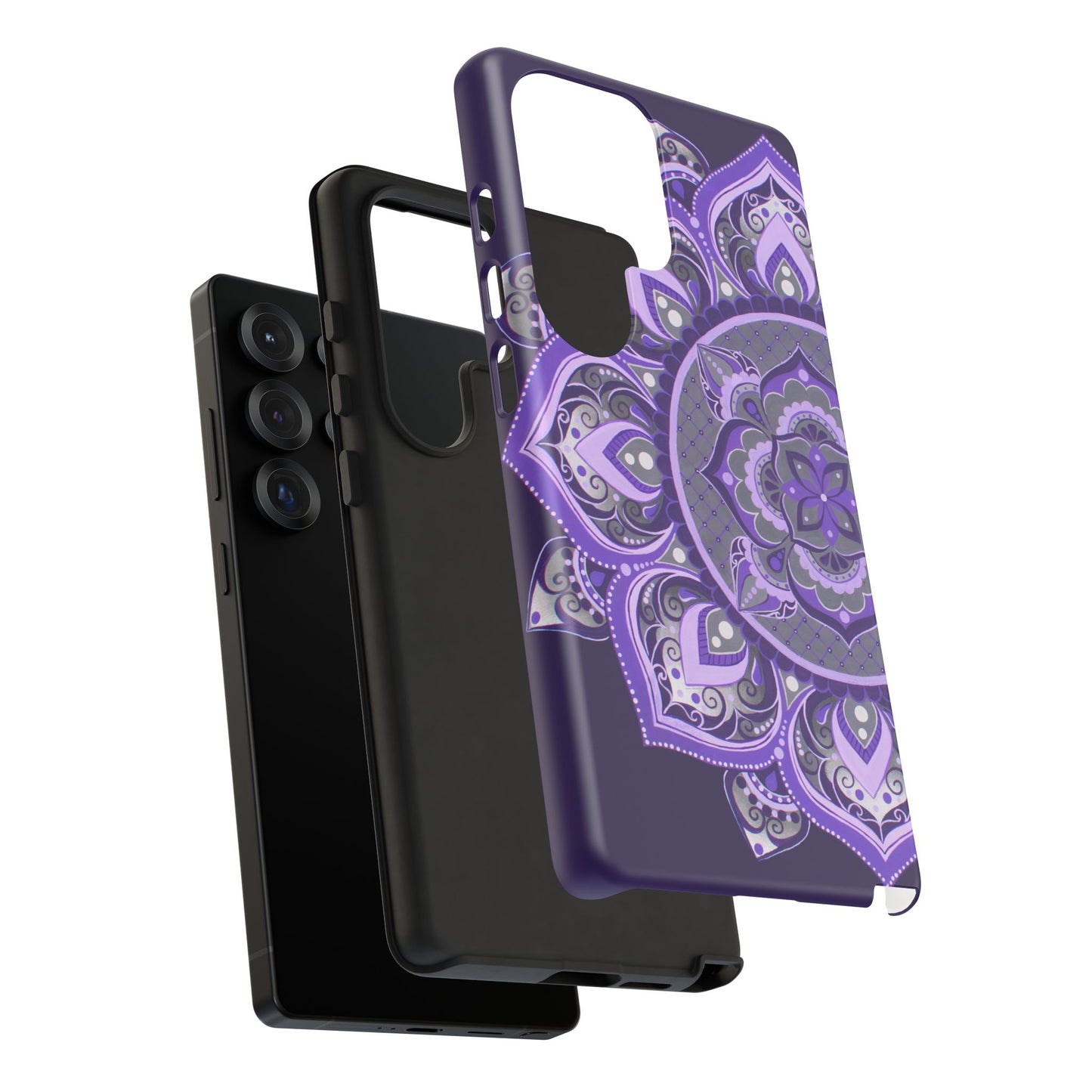 Purple Mandala Tough Phone Case — Protective Floral Boho Phone Cover