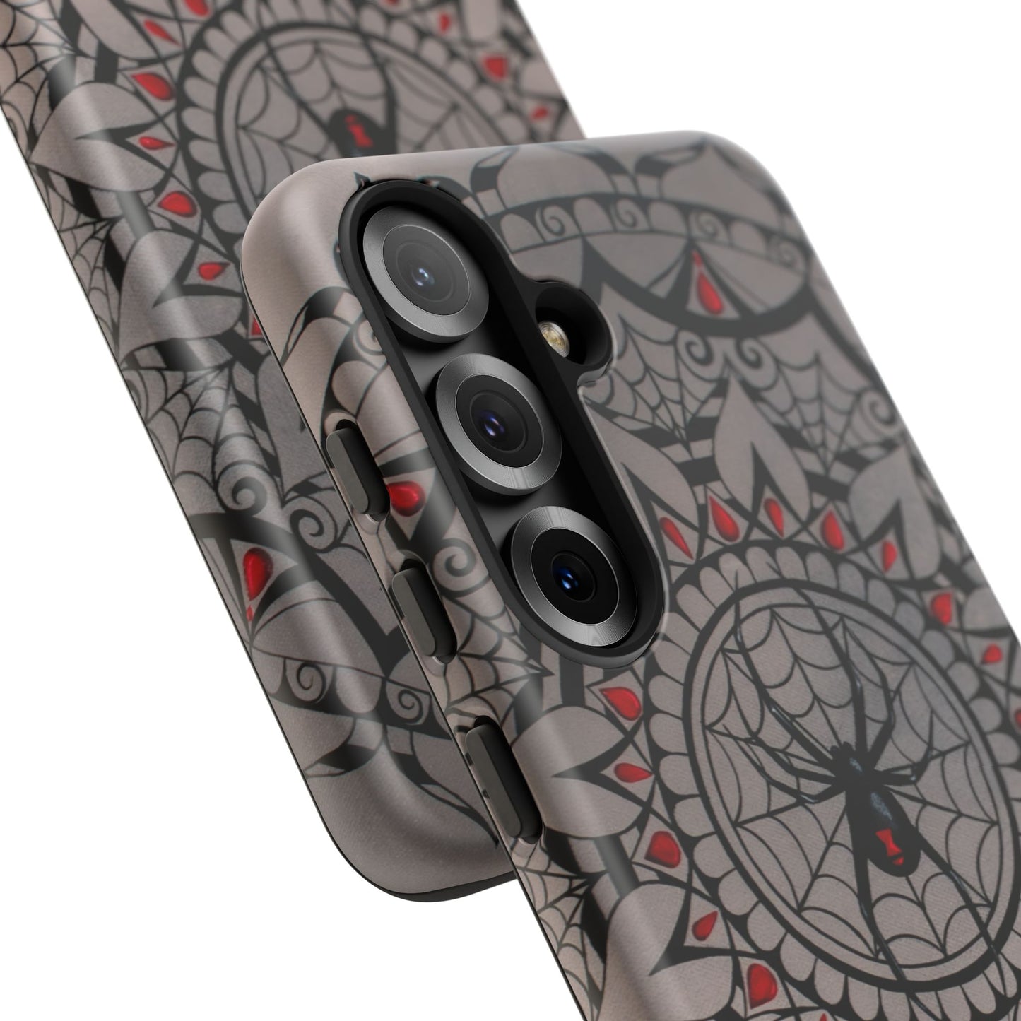 Mandala Spider Tough Phone Case - Gothic Red & Black Protective Cover