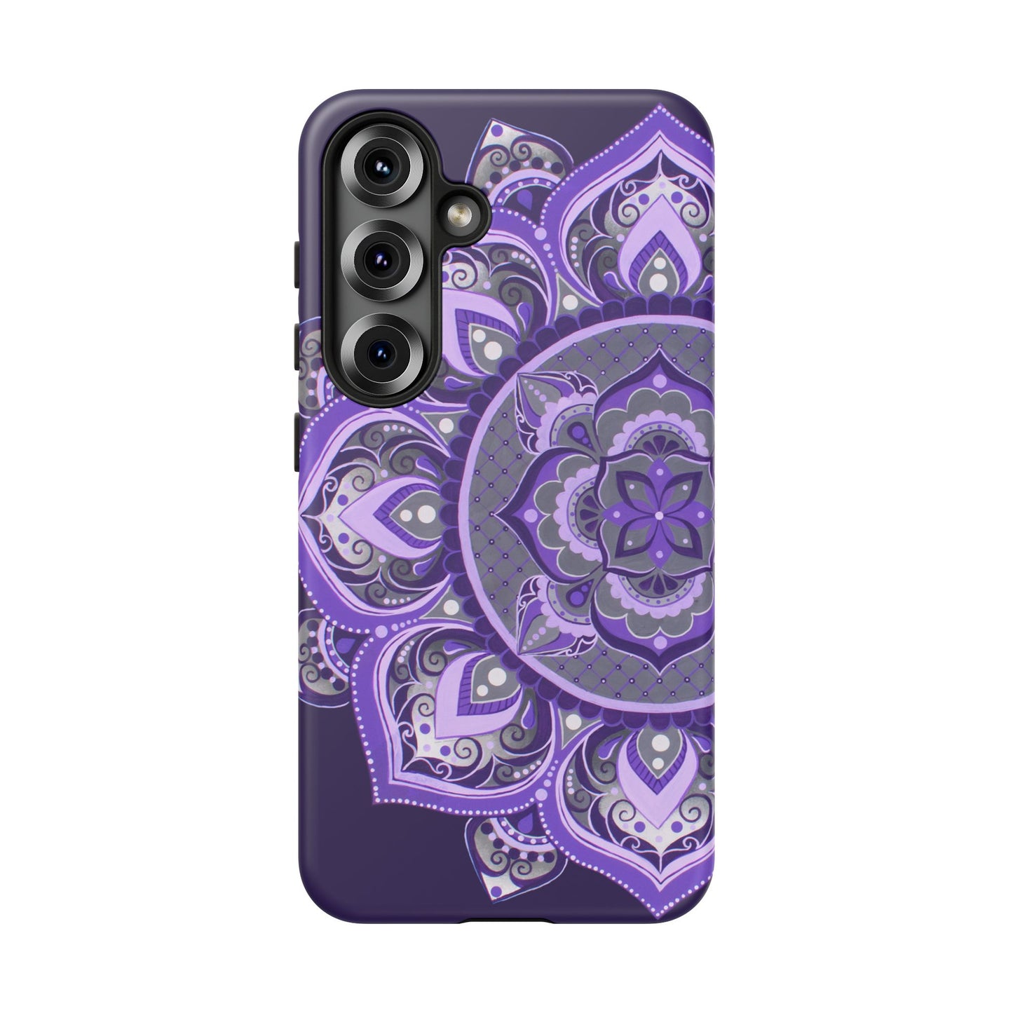 Purple Mandala Tough Phone Case — Protective Floral Boho Phone Cover