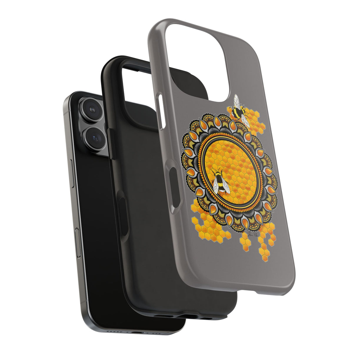 Bee Honeycomb Mandala Tough Phone Case — Artisan Honey Bees Protective Cover