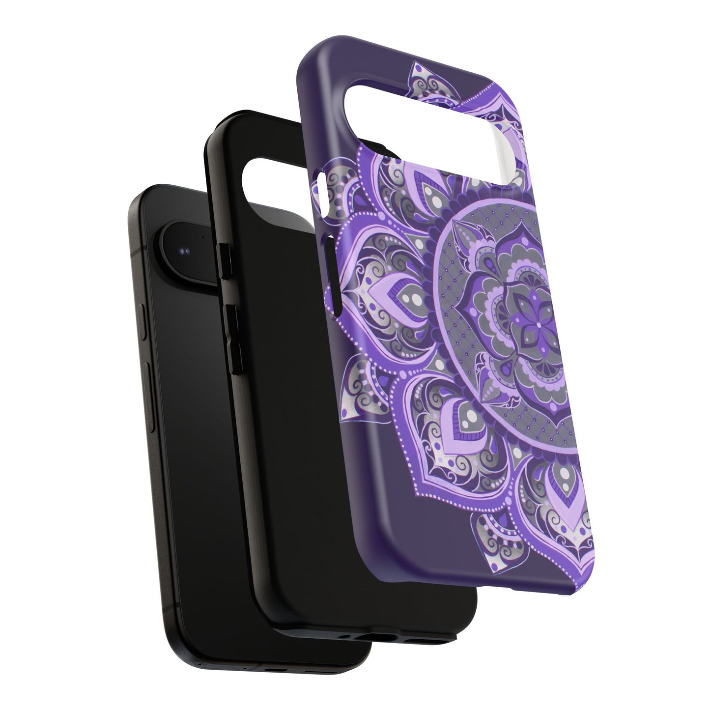 Purple Mandala Tough Phone Case — Protective Floral Boho Phone Cover